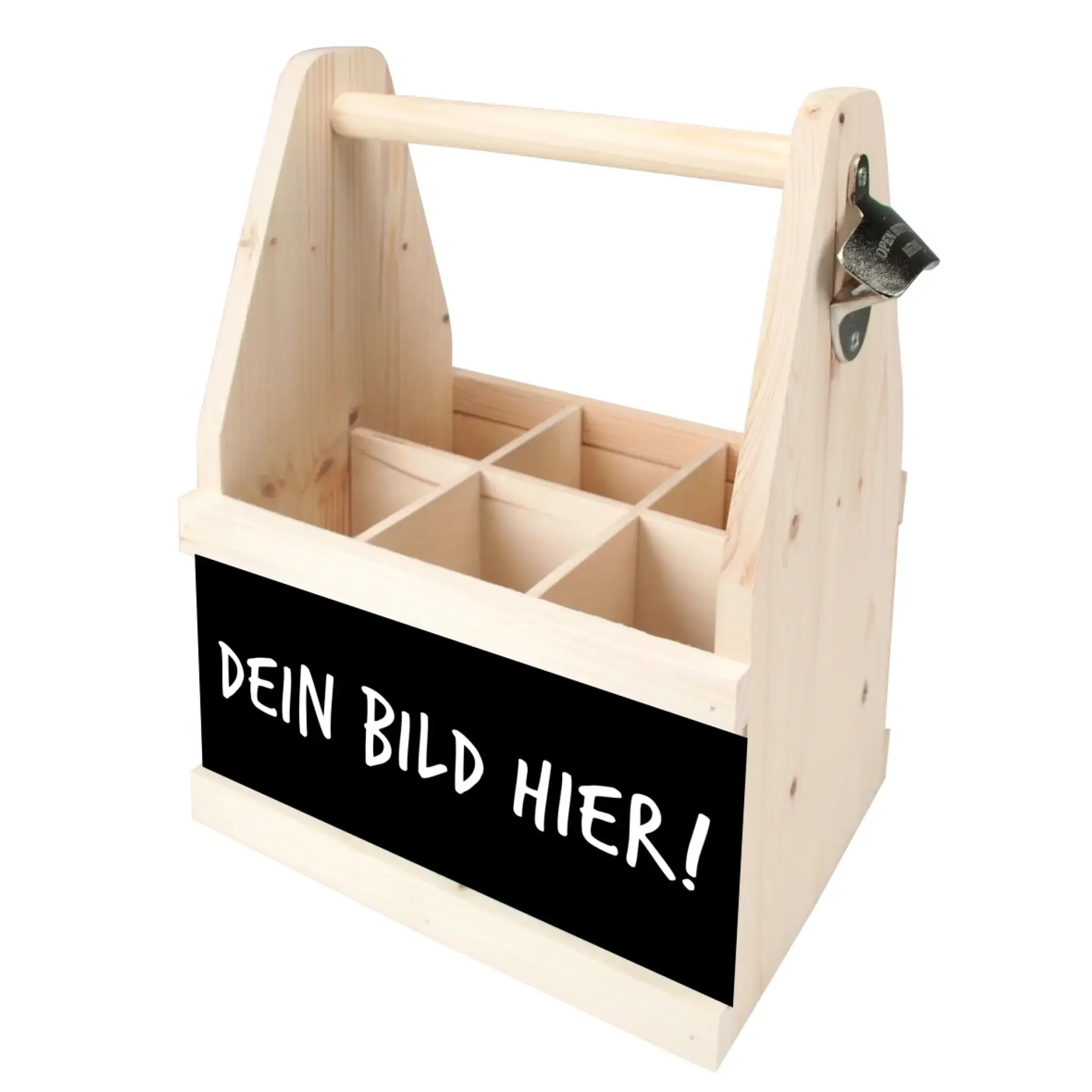 Flaschenträger Caddy für Bier, Cola etc. mit deinem Bild und Flaschenöffner • Fotogeschenk • personalisiert