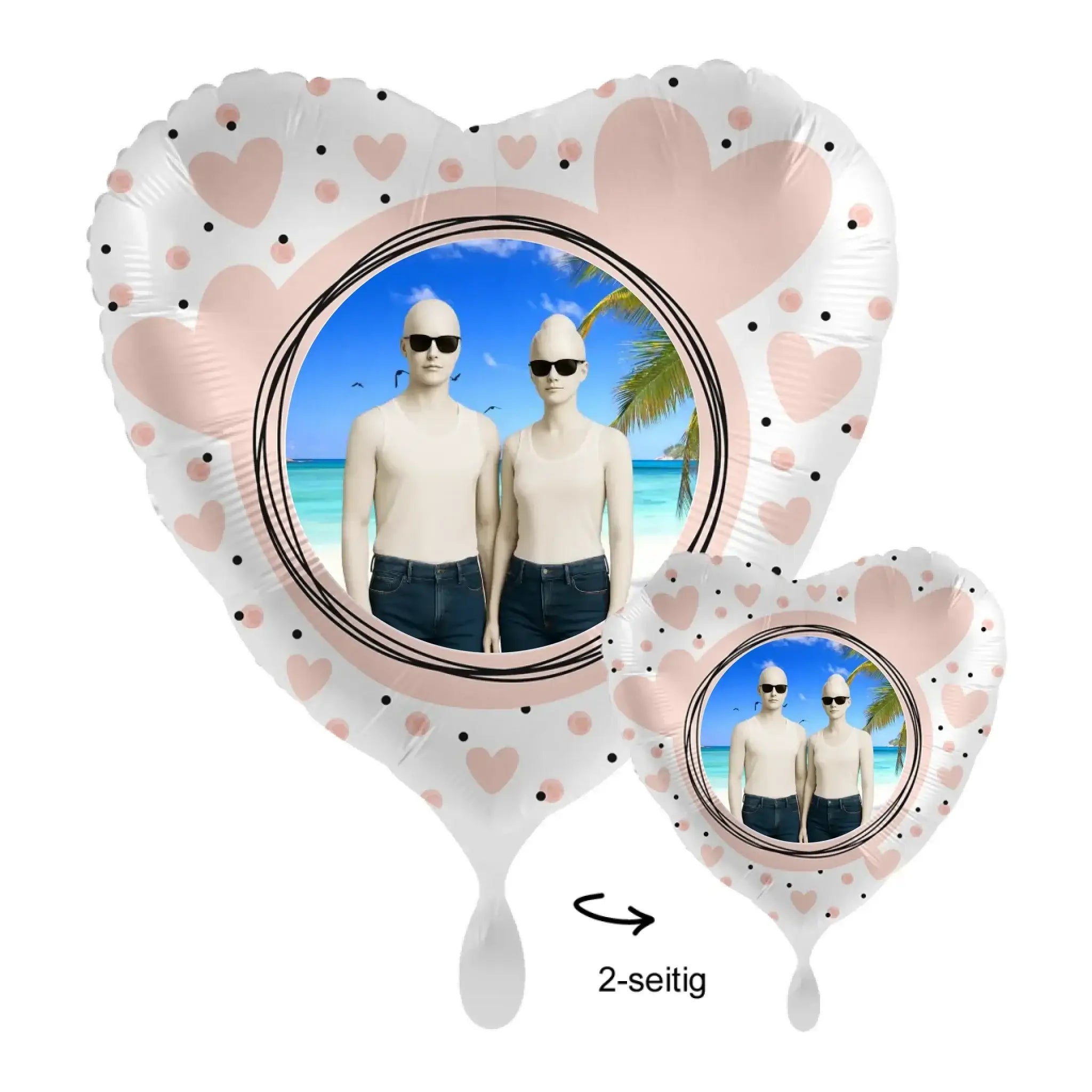 Foto-Luftballon (diverse Stile): Dein Foto - Bild • 43cm Luftballon - Luftballons • personalisiert / Herz Satin Weiß