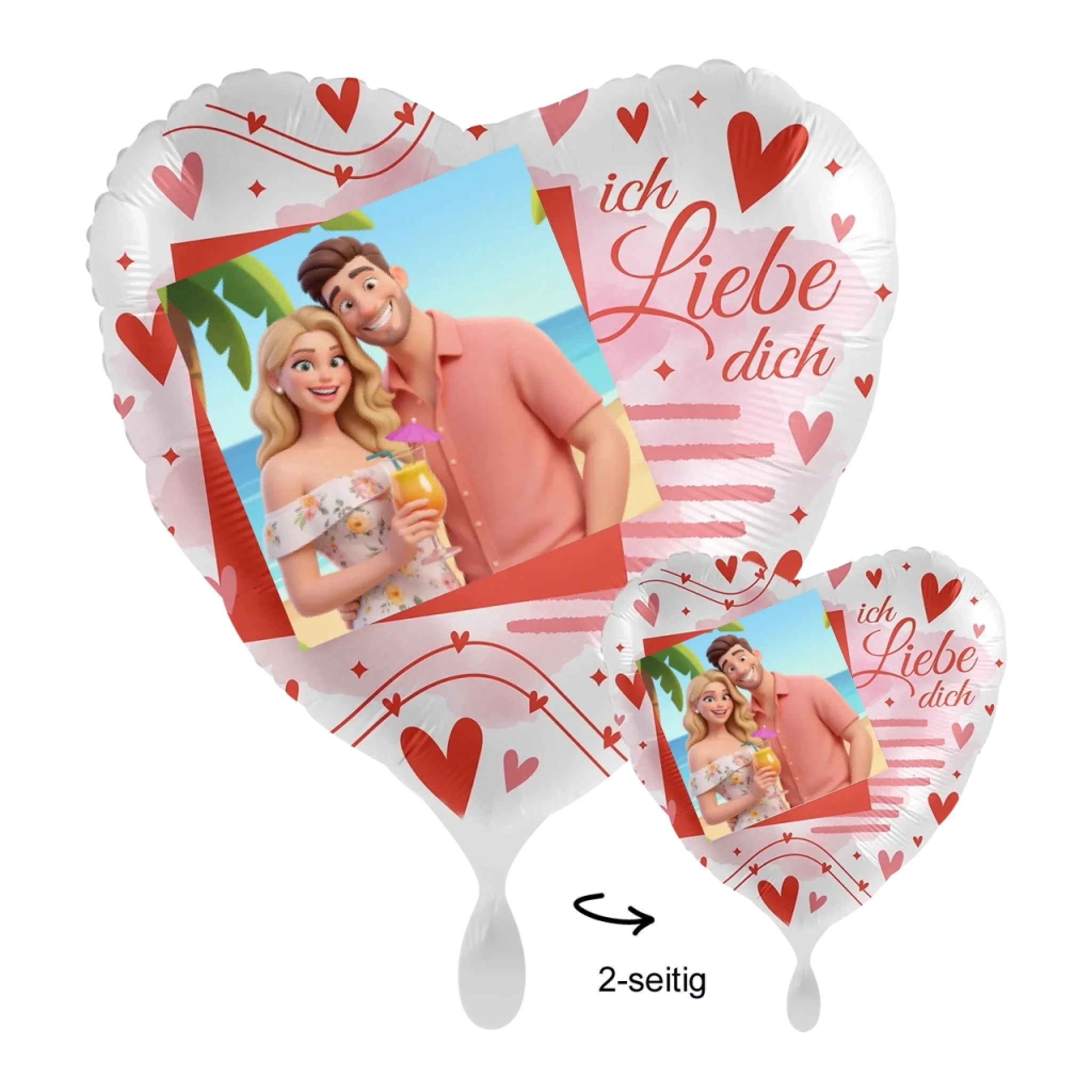 Foto-Luftballon ’Love’ (mit KI-Cartoon-Effekt) - Dein Foto - Bild • 43cm Luftballon • personalisierbar - Love