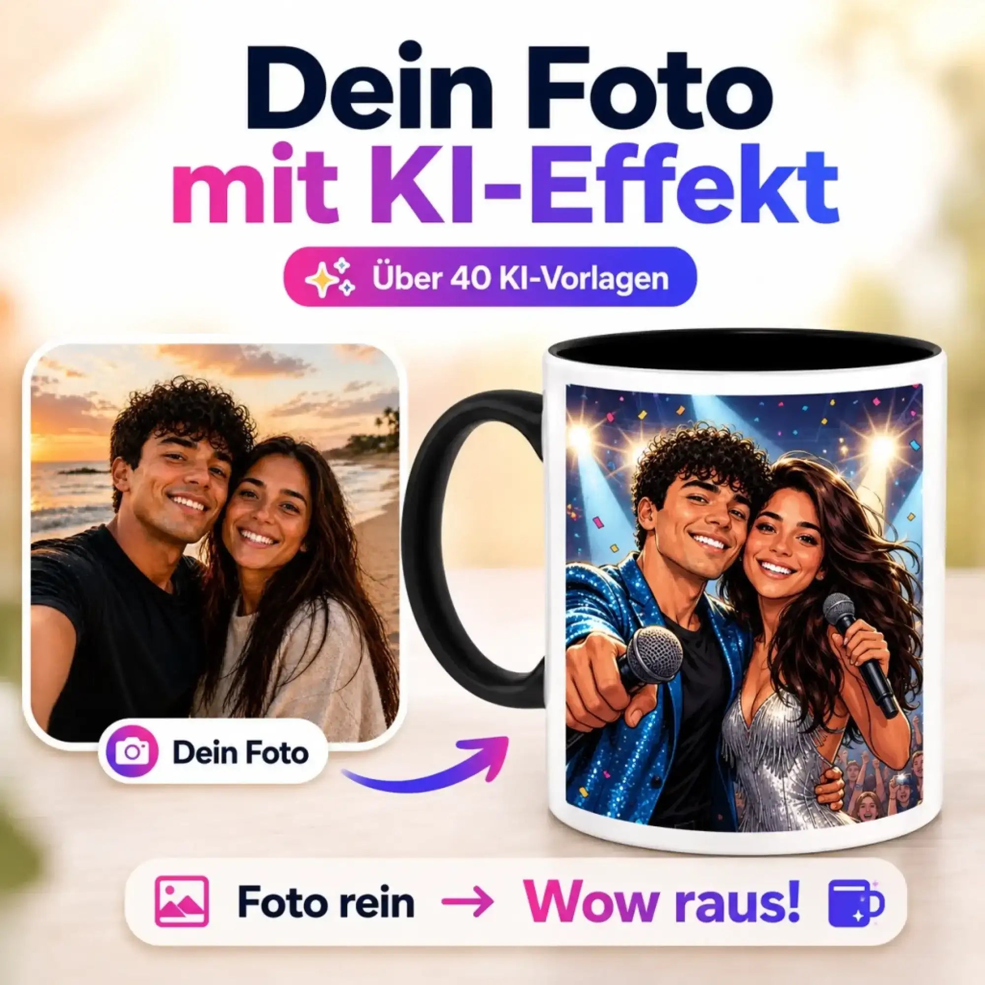 Foto-Tasse mit KI Banner Q