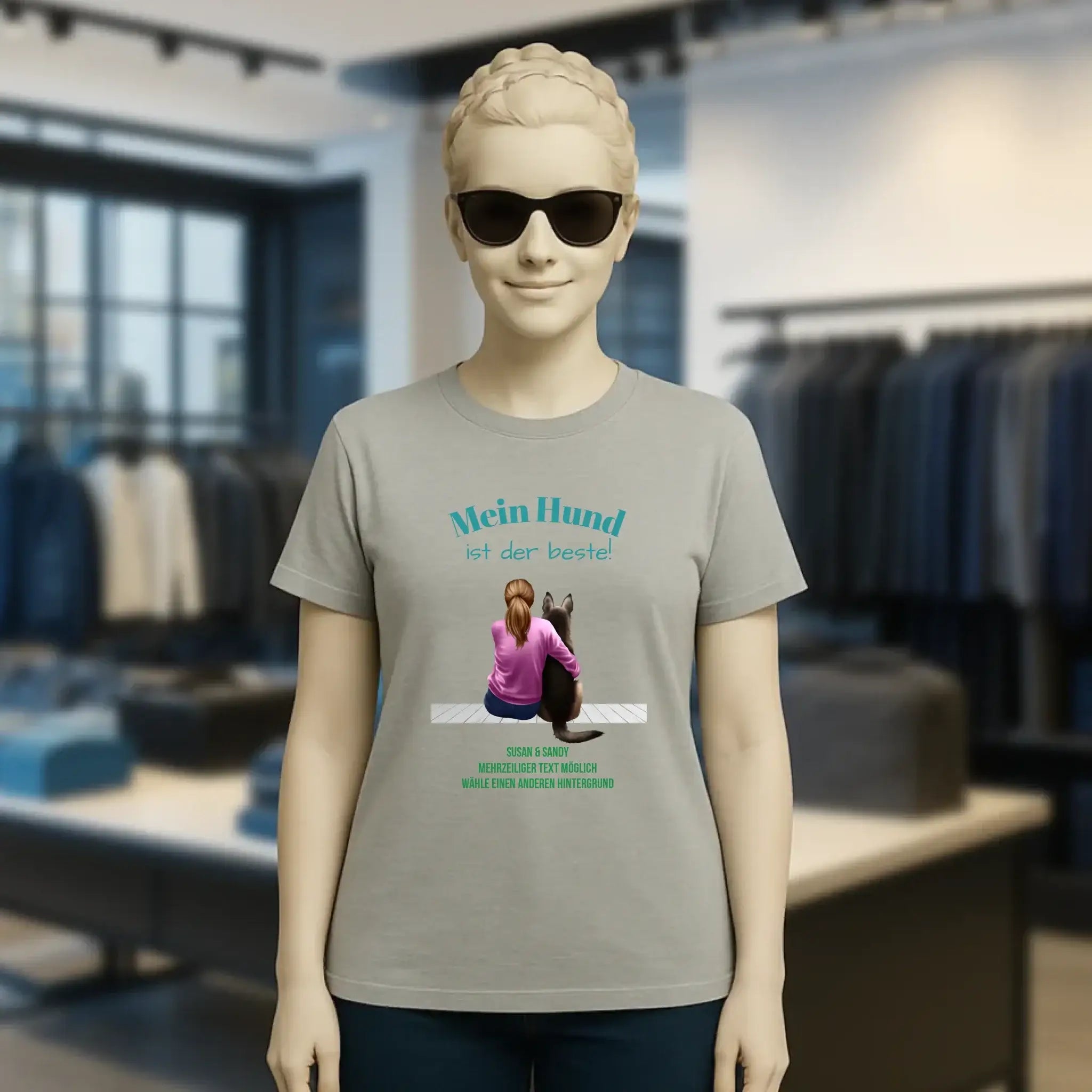 Frau mit Retriever oder Schäferhund, personalisierbar - Ladies Premium T-Shirt XS-2XL aus Bio-Baumwolle für Damen