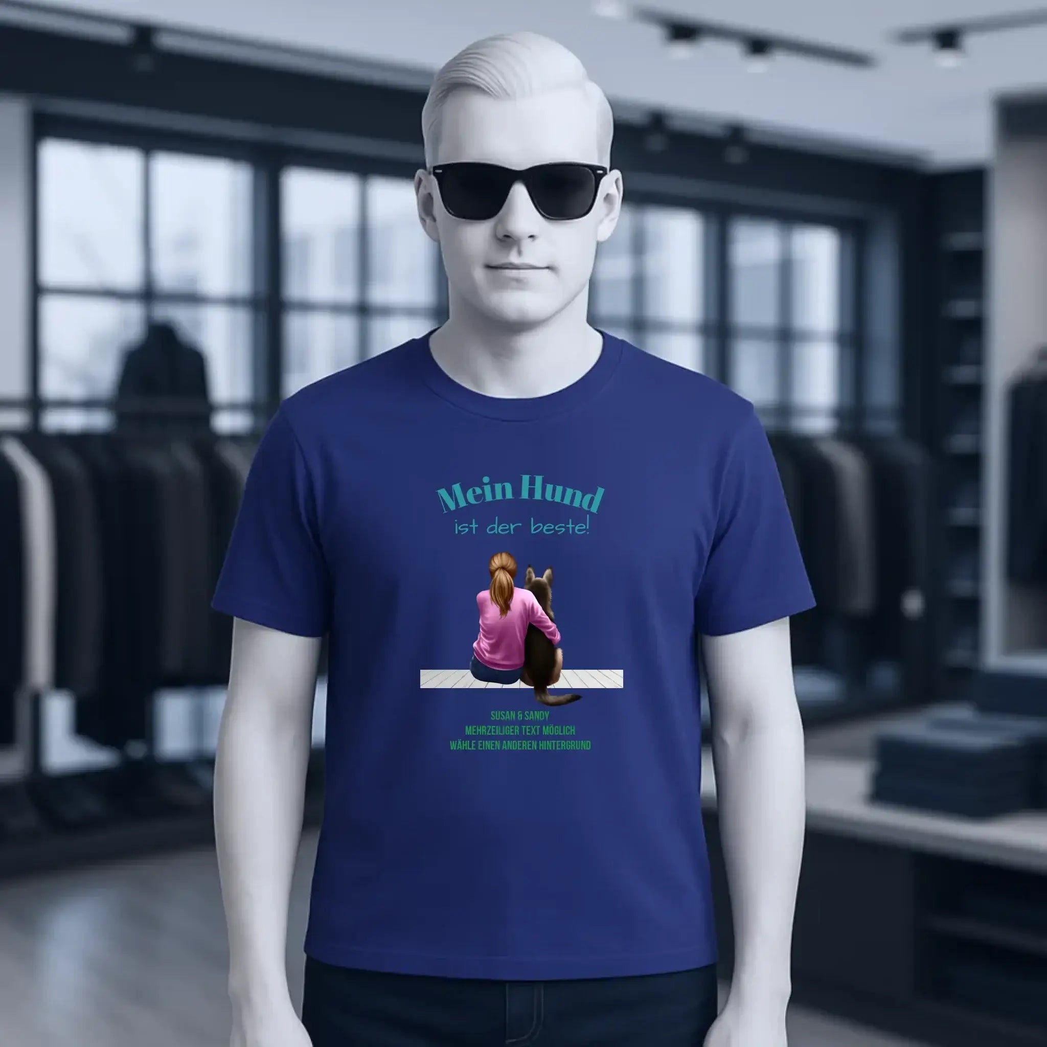 Frau mit Retriever oder Schäferhund, personalisierbar - Unisex Premium T-Shirt XS-5XL aus Bio-Baumwolle für Damen & Herren