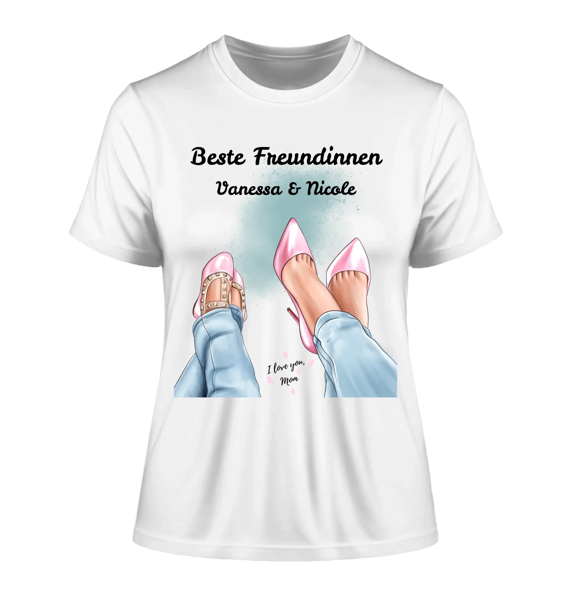 Füße mit Schuhen • 3 Motive • verfügbar (personalisierbare Figuren) Mama Tochter Freundinnen - Damen T-Shirt (Fitted)