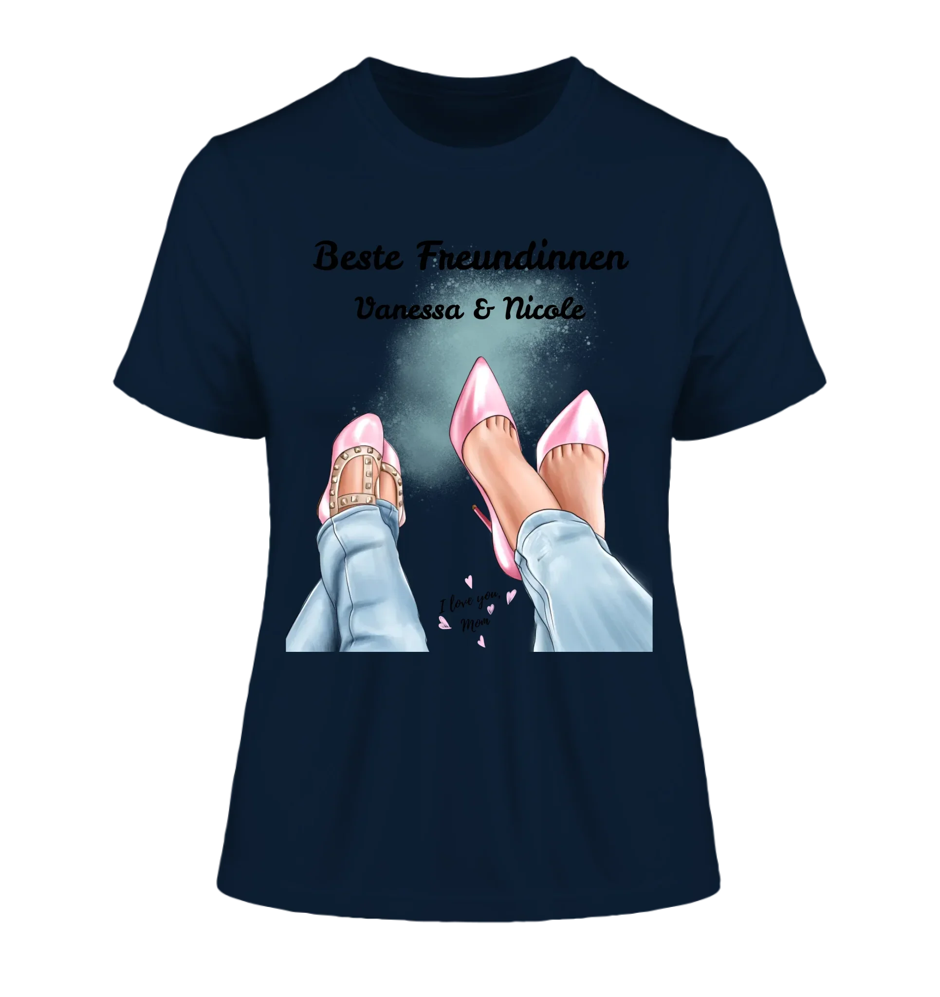 Füße mit Schuhen • 3 Motive • verfügbar (personalisierbare Figuren) Mama Tochter Freundinnen - Damen T-Shirt (Fitted)