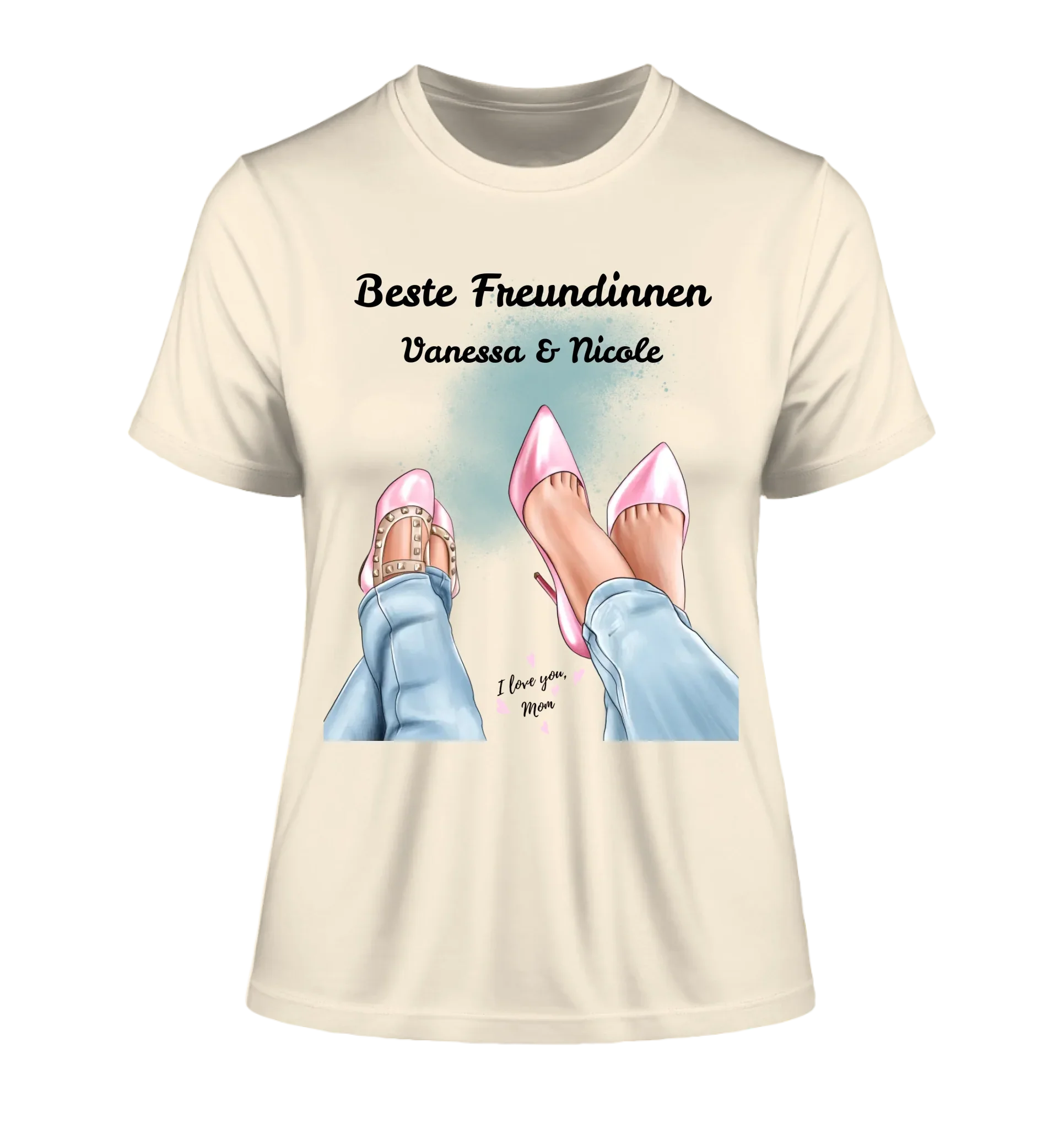 Füße mit Schuhen • 3 Motive • verfügbar (personalisierbare Figuren) Mama Tochter Freundinnen - Damen T-Shirt (Fitted)