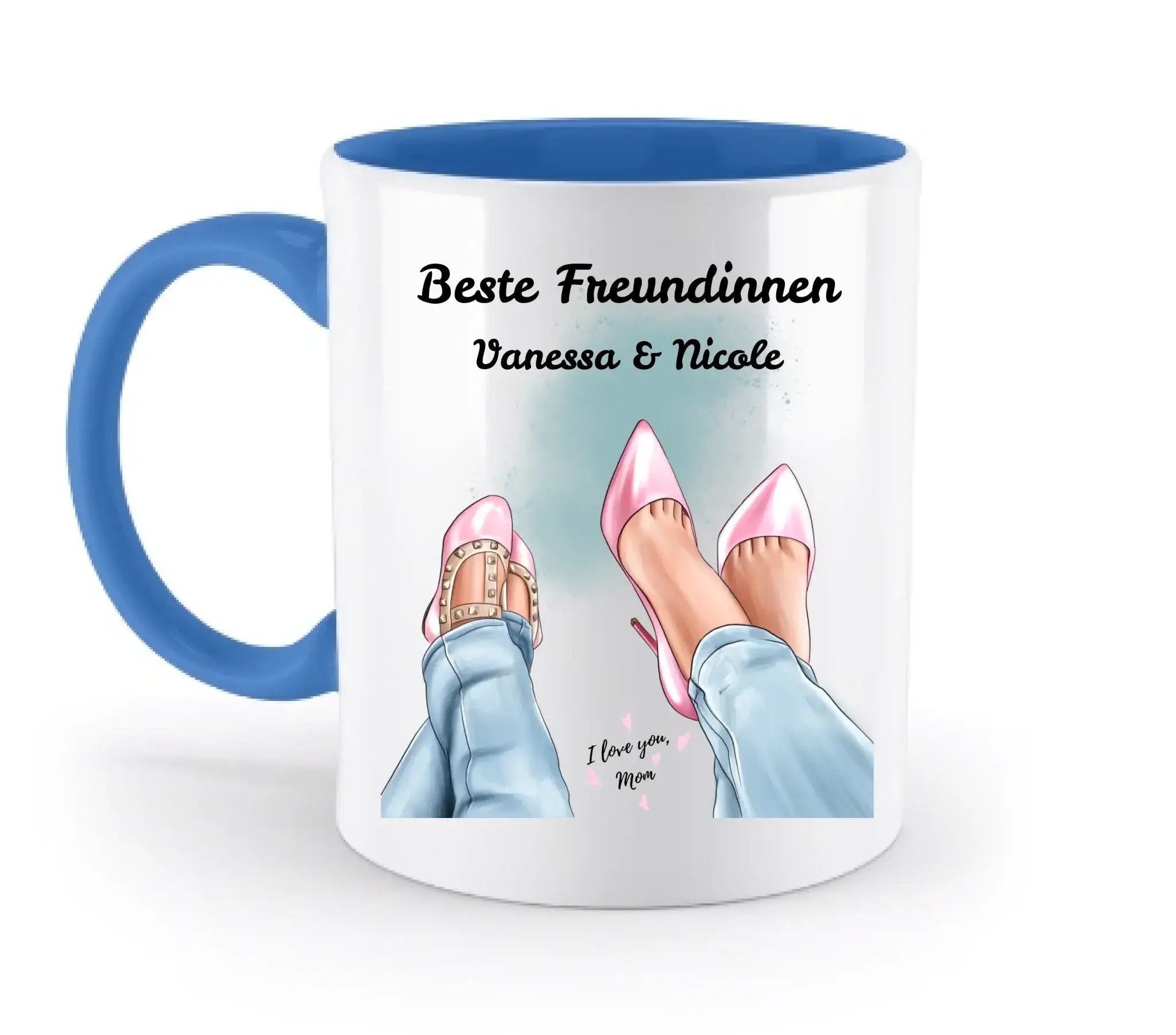 Füße mit Schuhen • 3 Motive • verfügbar (personalisierbare Figuren) Mama Tochter Freundinnen - Zweifarbige Tasse / Blue