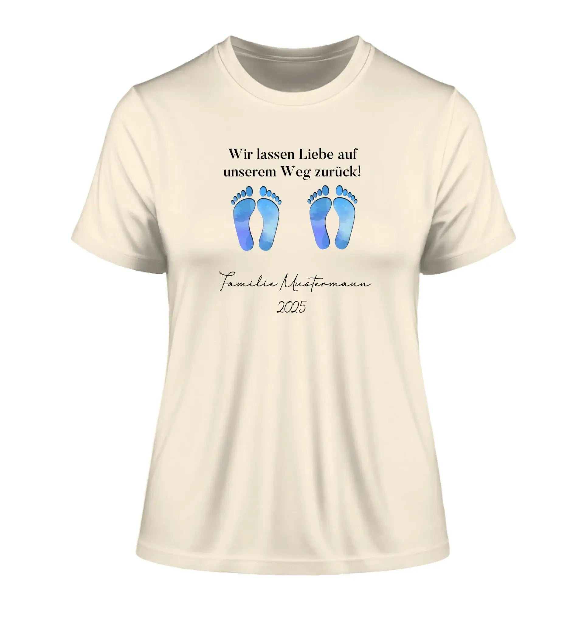 Fußabdrücke mit 0-4 Kindern (personalisierbare Figuren) - Damen T-Shirt (Fitted) • Bio / Natural / 2XL