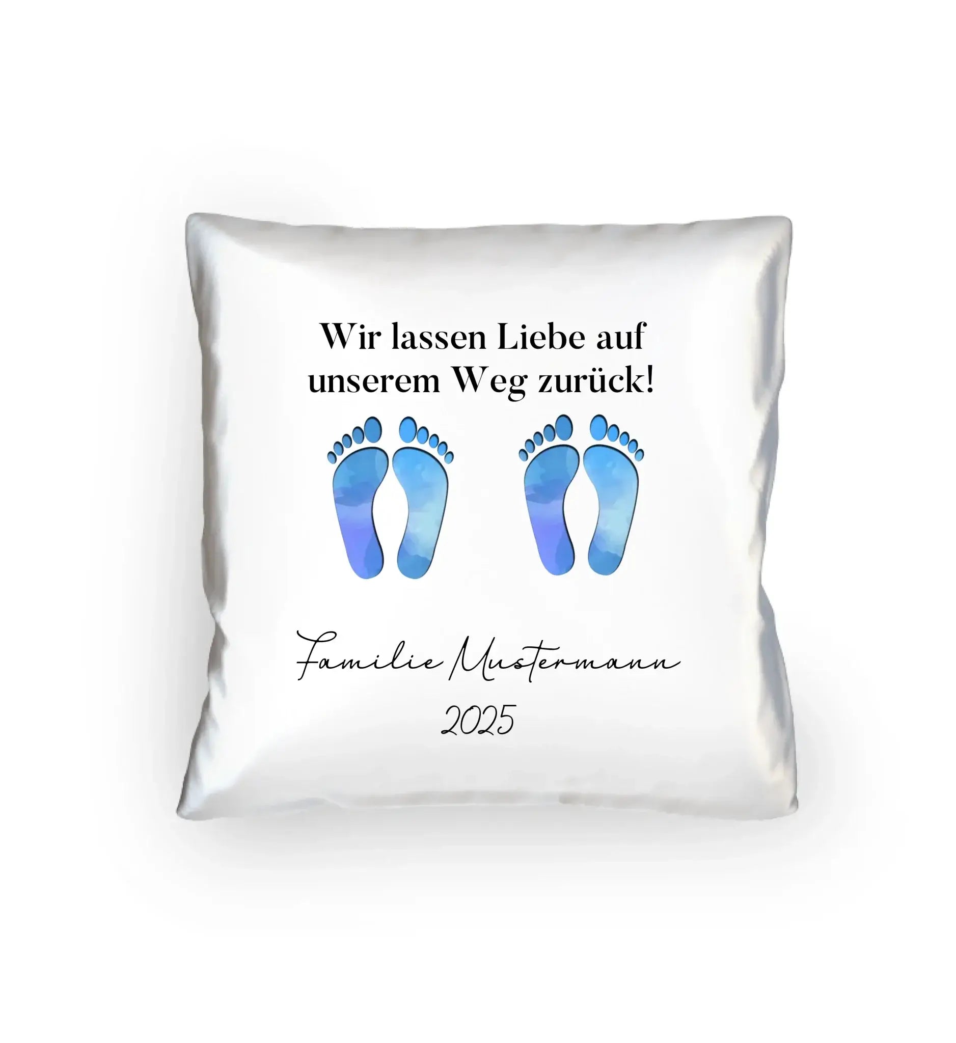 Fußabdrücke mit 0-4 Kindern (personalisierbare Figuren) - Kissen 40x40 cm / White / 40cm-x-40cm - personalisierbare