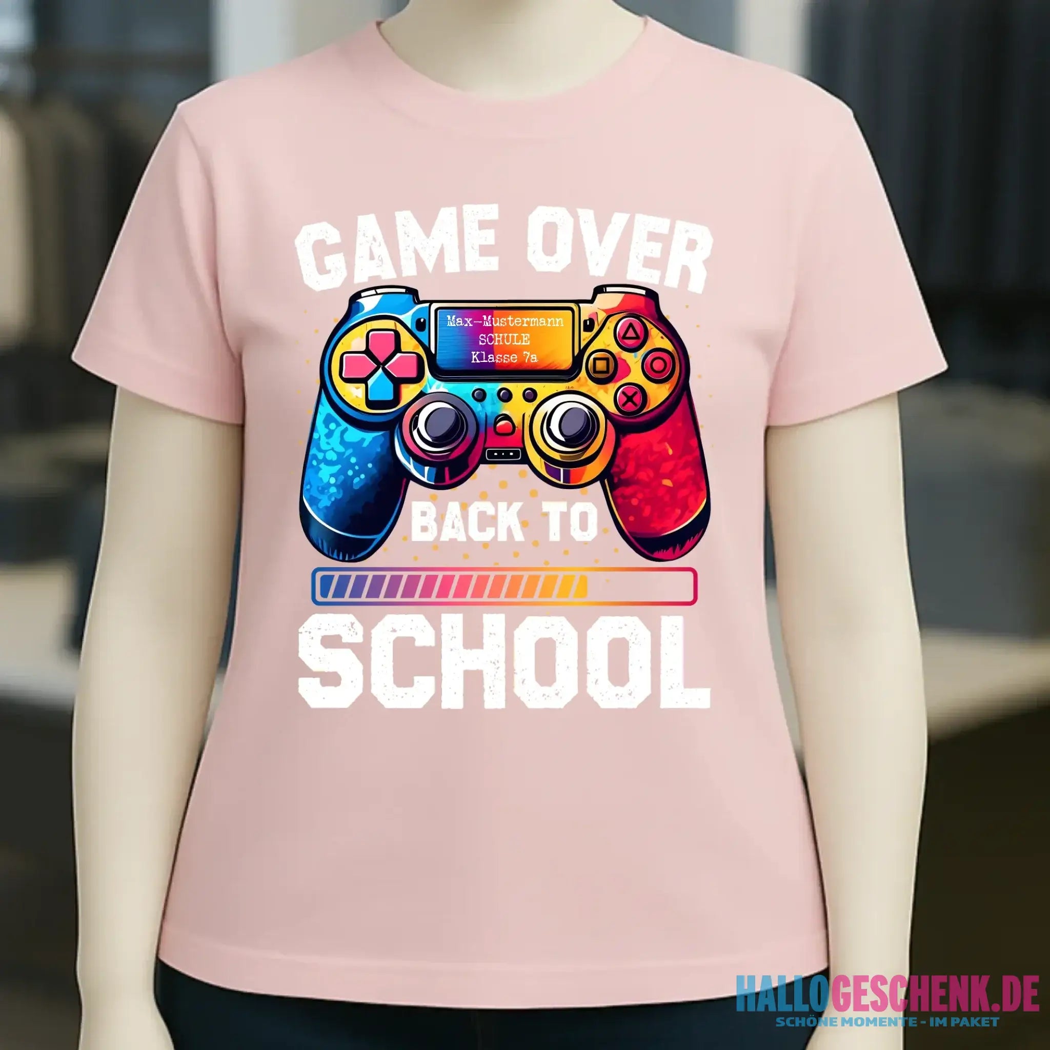 GAME OVER • BACK TO SCHOOL • Schule • Schulanfang • Ladies Premium T-Shirt XS-2XL aus Bio-Baumwolle für Damen • Exklusivdesign • personalisiert