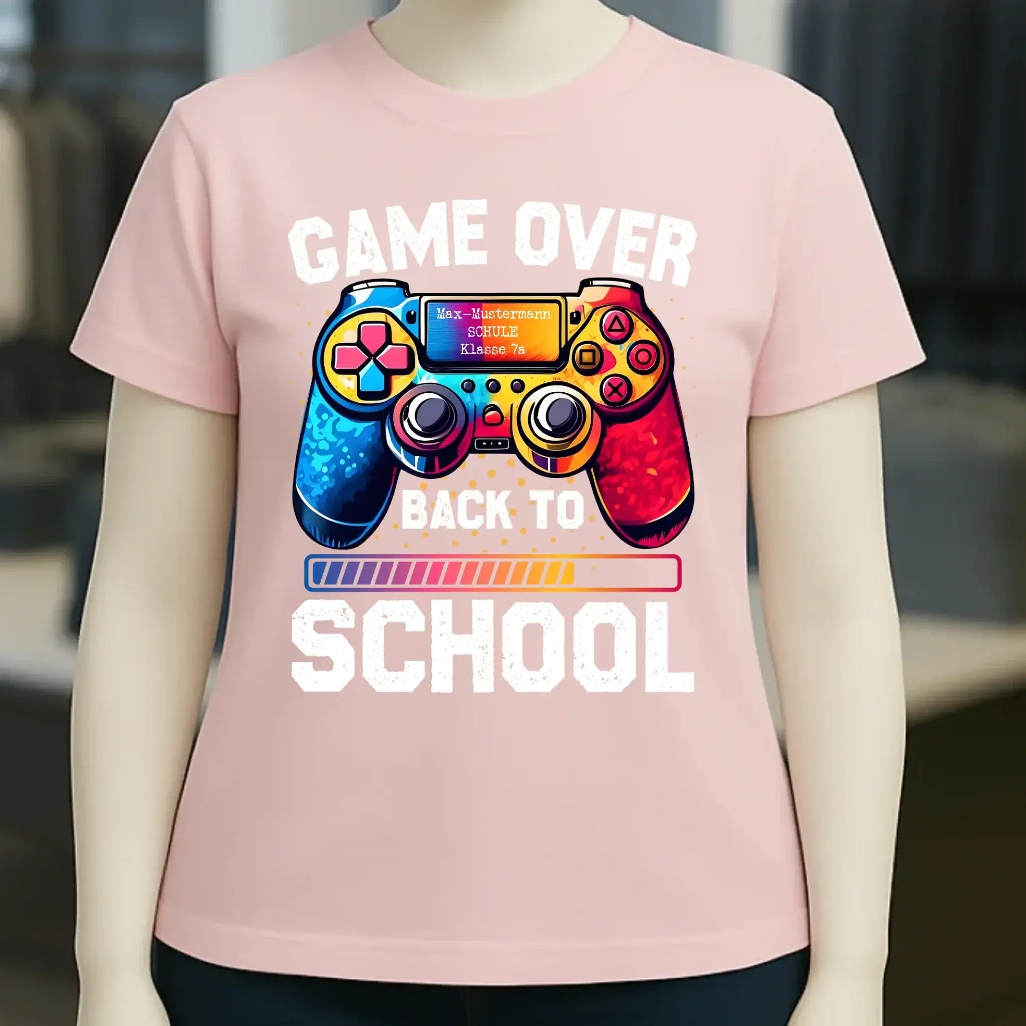 GAME OVER • BACK TO SCHOOL • Schule • Schulanfang • Ladies Premium T-Shirt XS-2XL aus Bio-Baumwolle für Damen • Exklusivdesign • personalisiert