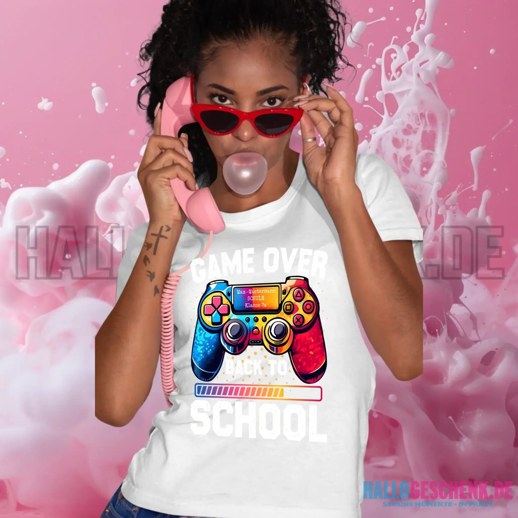 GAME OVER • BACK TO SCHOOL • Schule • Schulanfang • Ladies Premium T-Shirt XS-2XL aus Bio-Baumwolle für Damen • Exklusivdesign • personalisiert