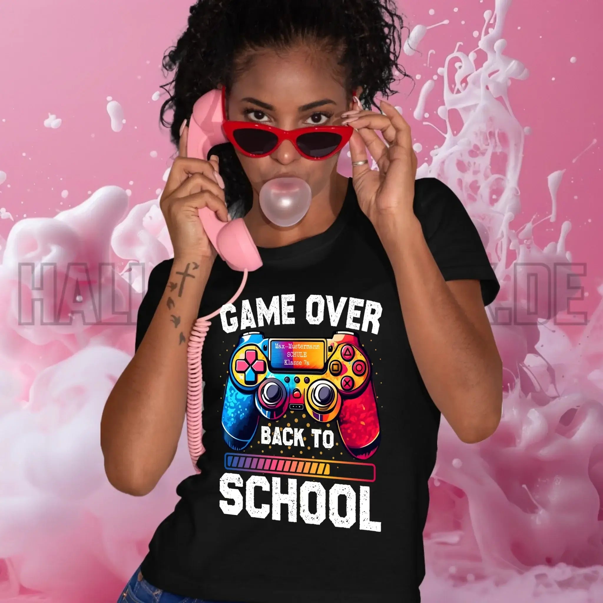 GAME OVER • BACK TO SCHOOL • Schule • Schulanfang • Ladies Premium T-Shirt XS-2XL aus Bio-Baumwolle für Damen • Exklusivdesign • personalisiert