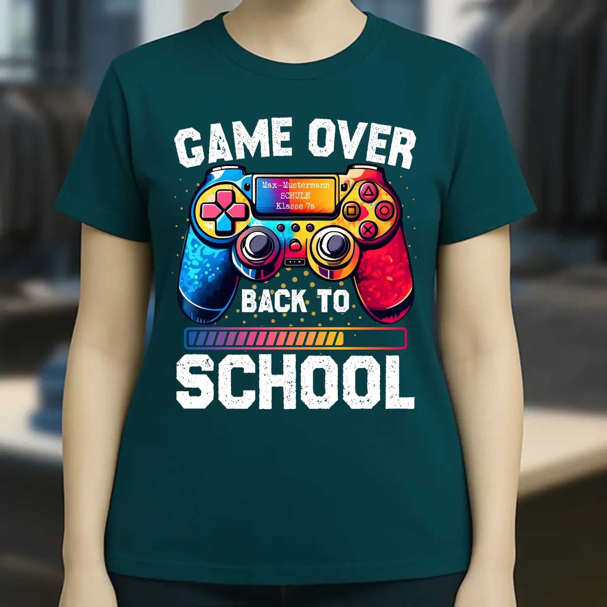 GAME OVER • BACK TO SCHOOL • Schule • Schulanfang • Ladies Premium T-Shirt XS-2XL aus Bio-Baumwolle für Damen • Exklusivdesign • personalisiert