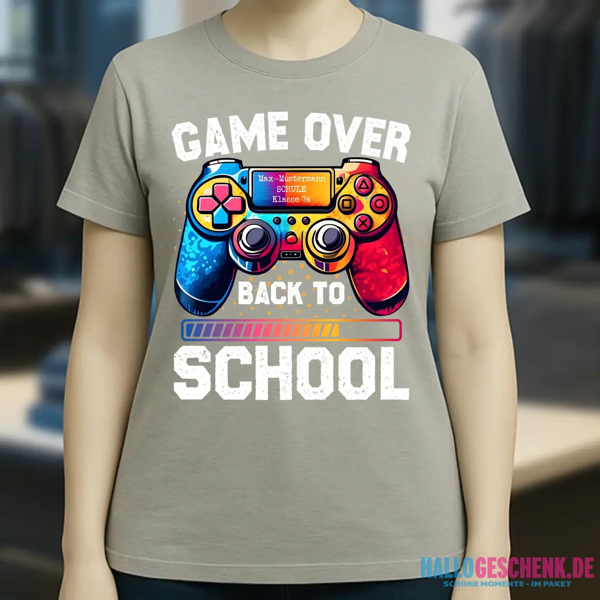 GAME OVER • BACK TO SCHOOL • Schule • Schulanfang • Ladies Premium T-Shirt XS-2XL aus Bio-Baumwolle für Damen • Exklusivdesign • personalisiert