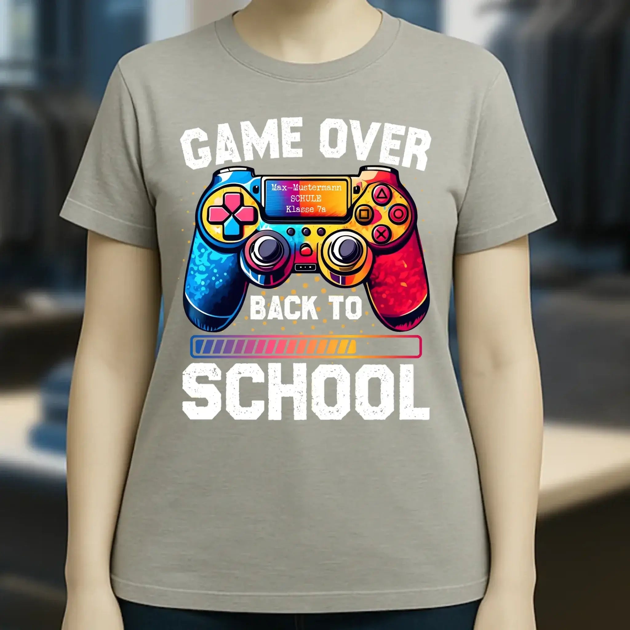 GAME OVER • BACK TO SCHOOL • Schule • Schulanfang • Ladies Premium T-Shirt XS-2XL aus Bio-Baumwolle für Damen • Exklusivdesign • personalisiert