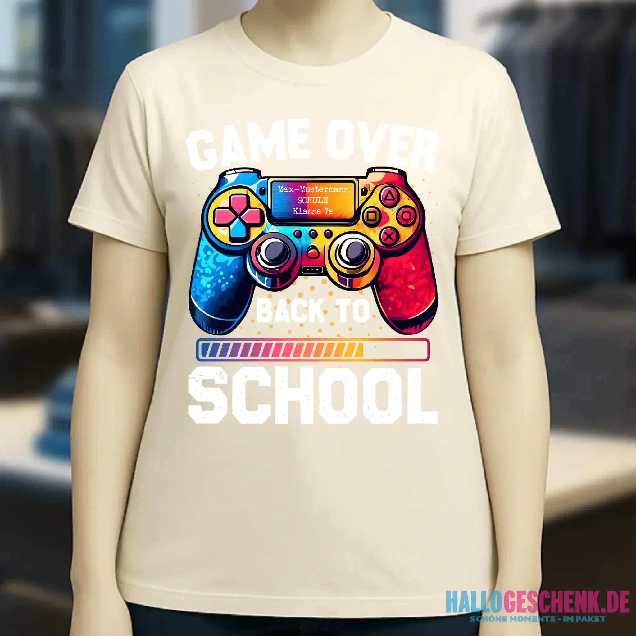 GAME OVER • BACK TO SCHOOL • Schule • Schulanfang • Ladies Premium T-Shirt XS-2XL aus Bio-Baumwolle für Damen • Exklusivdesign • personalisiert