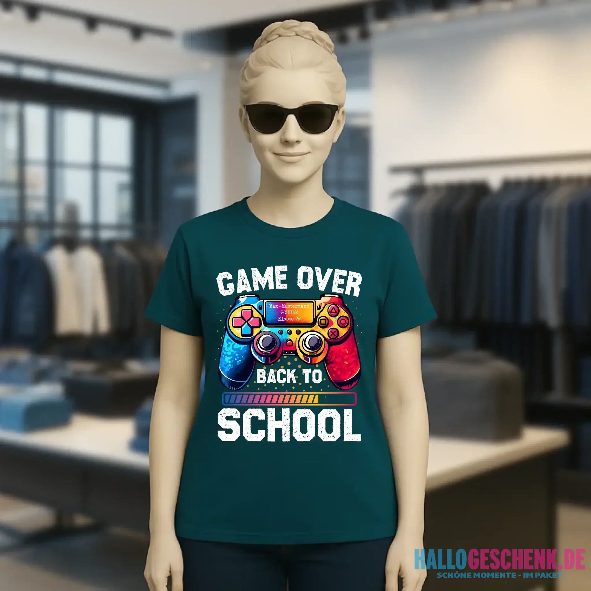 GAME OVER • BACK TO SCHOOL • Schule • Schulanfang • Ladies Premium T-Shirt XS-2XL aus Bio-Baumwolle für Damen • Exklusivdesign • personalisiert
