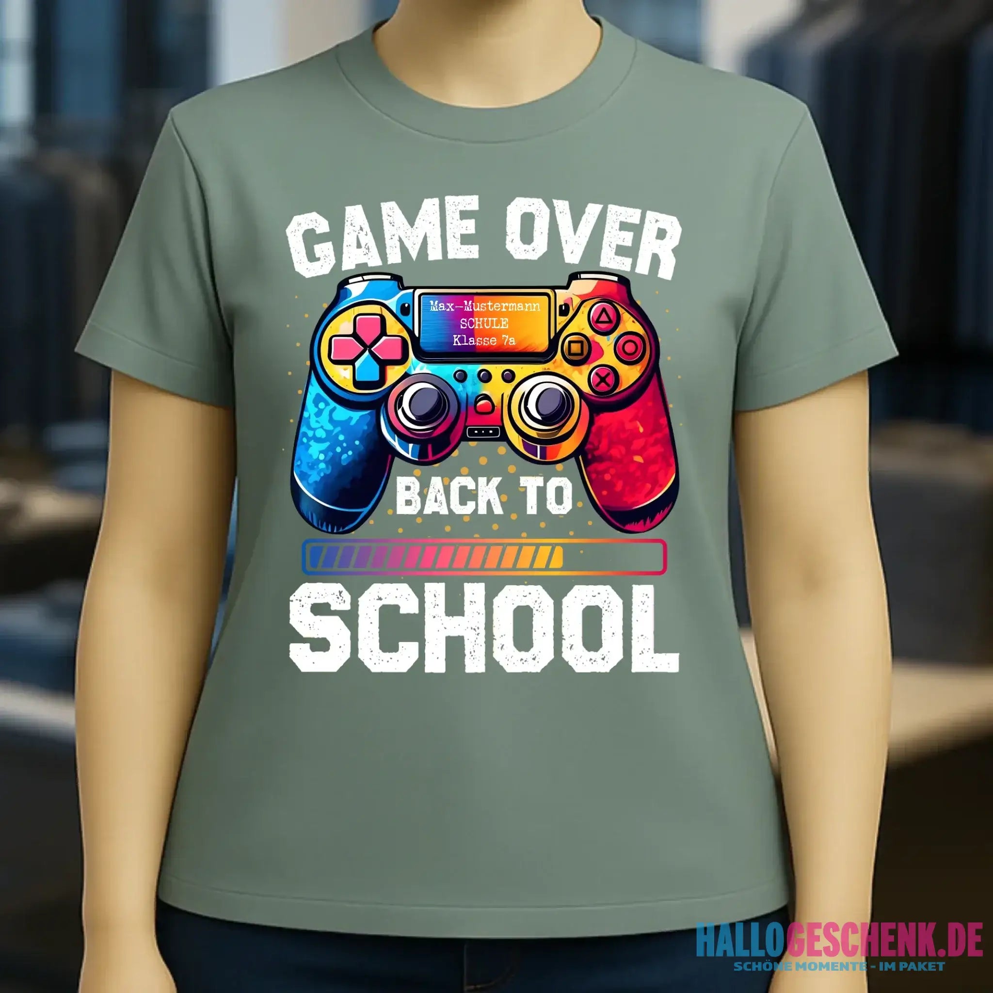 GAME OVER • BACK TO SCHOOL • Schule • Schulanfang • Ladies Premium T-Shirt XS-2XL aus Bio-Baumwolle für Damen • Exklusivdesign • personalisiert