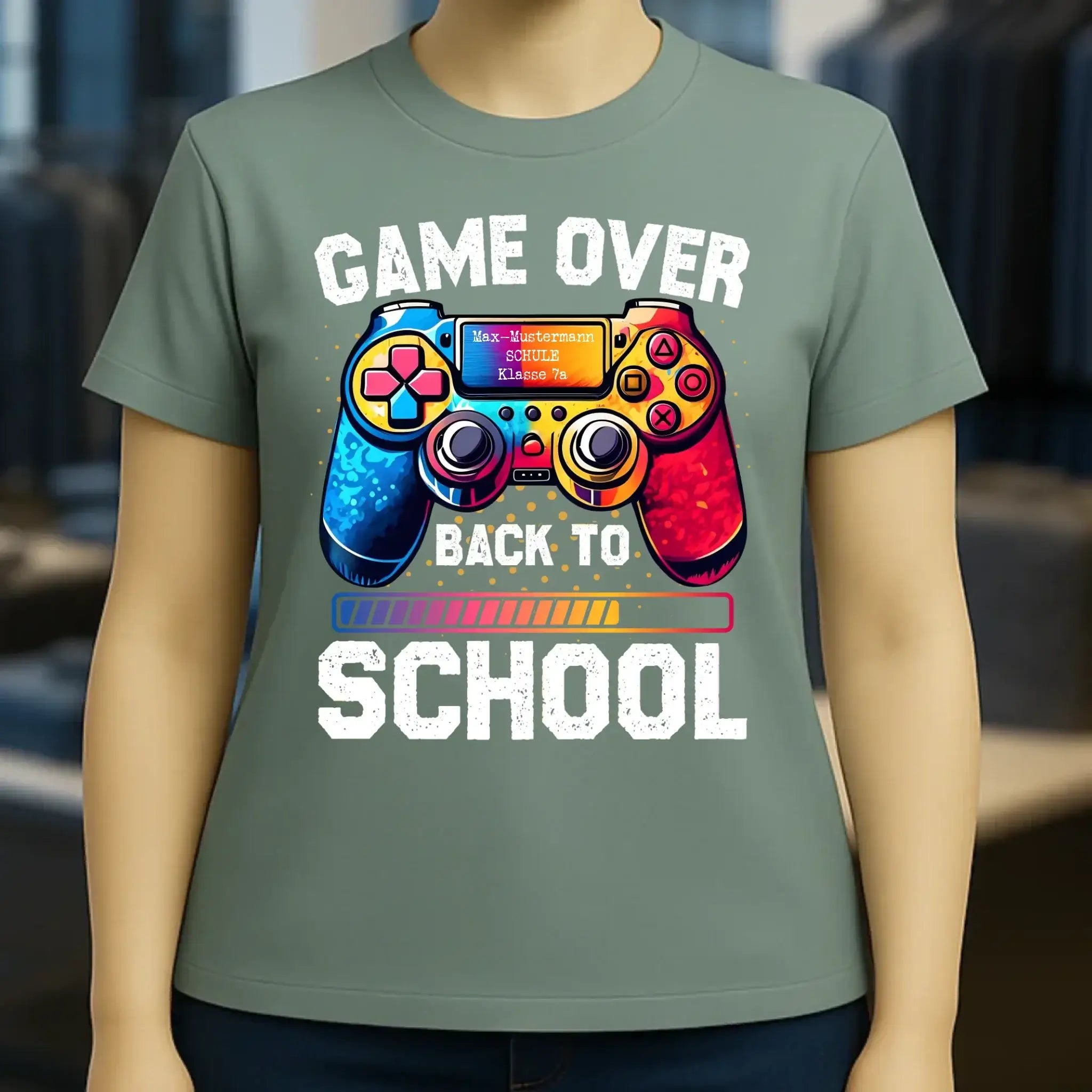 GAME OVER • BACK TO SCHOOL • Schule • Schulanfang • Ladies Premium T-Shirt XS-2XL aus Bio-Baumwolle für Damen • Exklusivdesign • personalisiert
