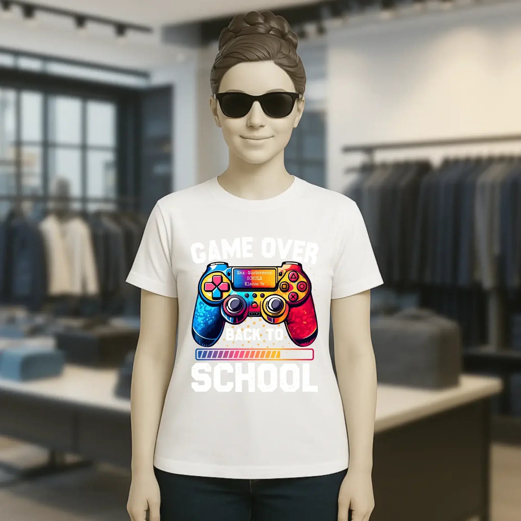 GAME OVER • BACK TO SCHOOL • Schule • Schulanfang • Ladies Premium T-Shirt XS-2XL aus Bio-Baumwolle für Damen • Exklusivdesign • personalisiert