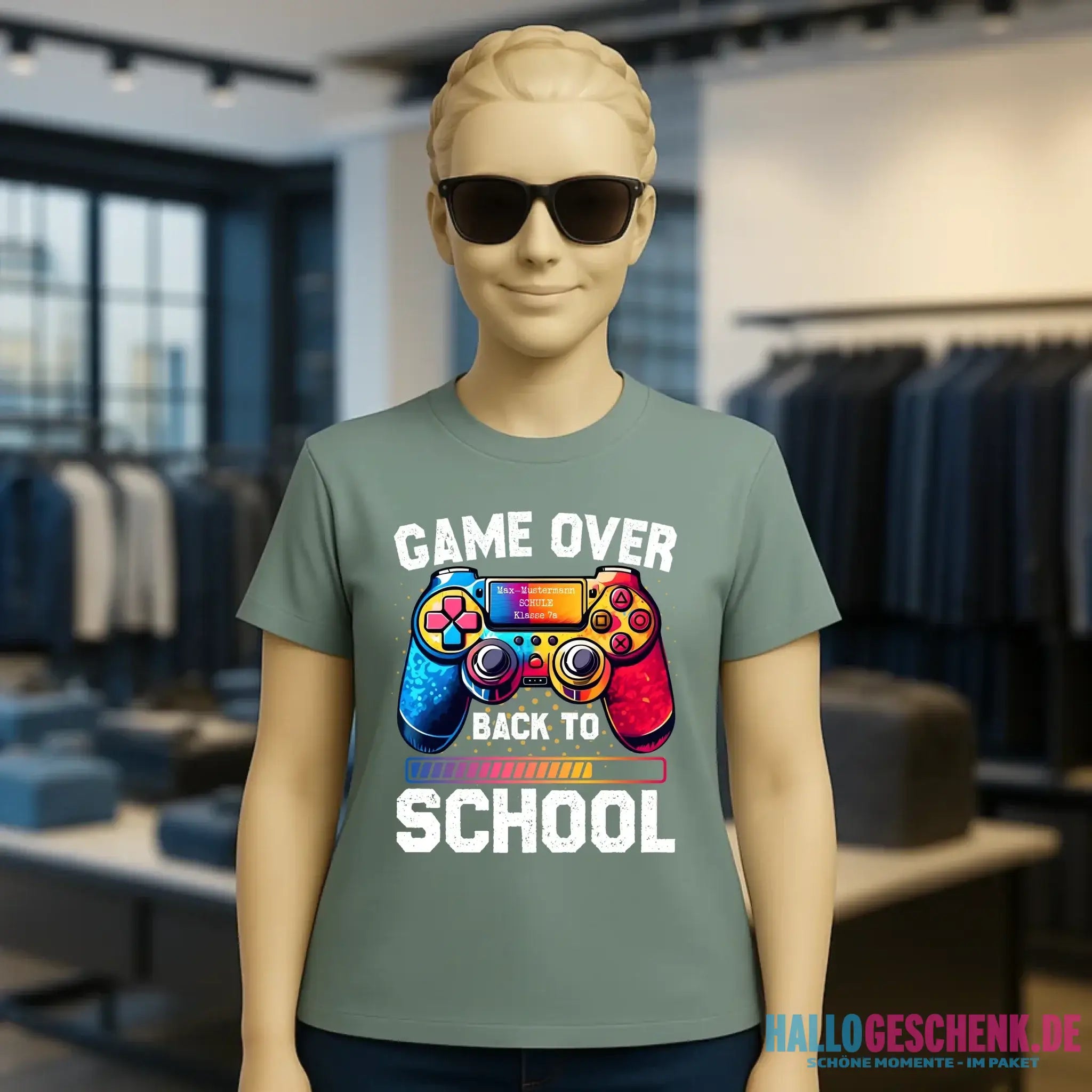 GAME OVER • BACK TO SCHOOL • Schule • Schulanfang • Ladies Premium T-Shirt XS-2XL aus Bio-Baumwolle für Damen • Exklusivdesign • personalisiert