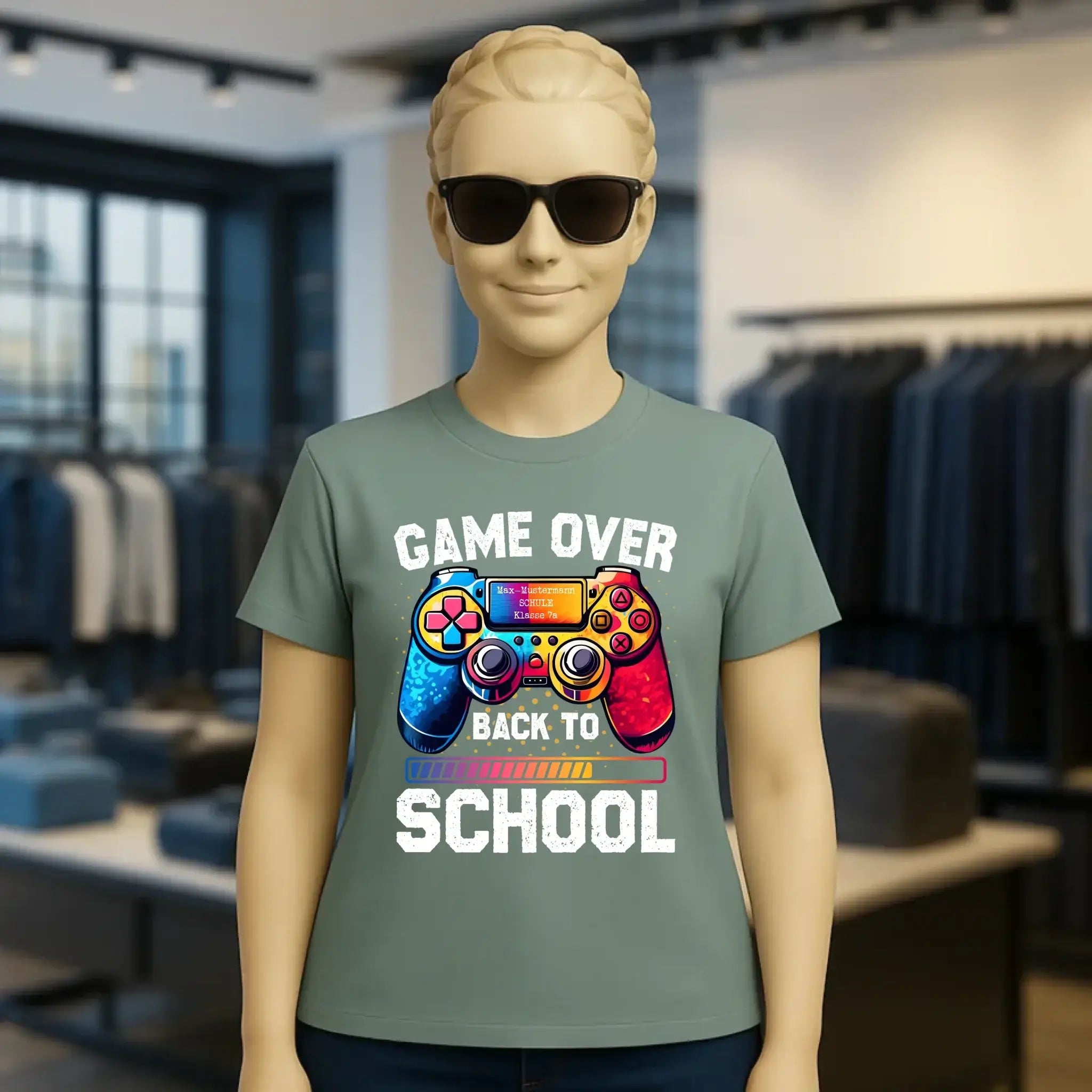 GAME OVER • BACK TO SCHOOL • Schule • Schulanfang • Ladies Premium T-Shirt XS-2XL aus Bio-Baumwolle für Damen • Exklusivdesign • personalisiert