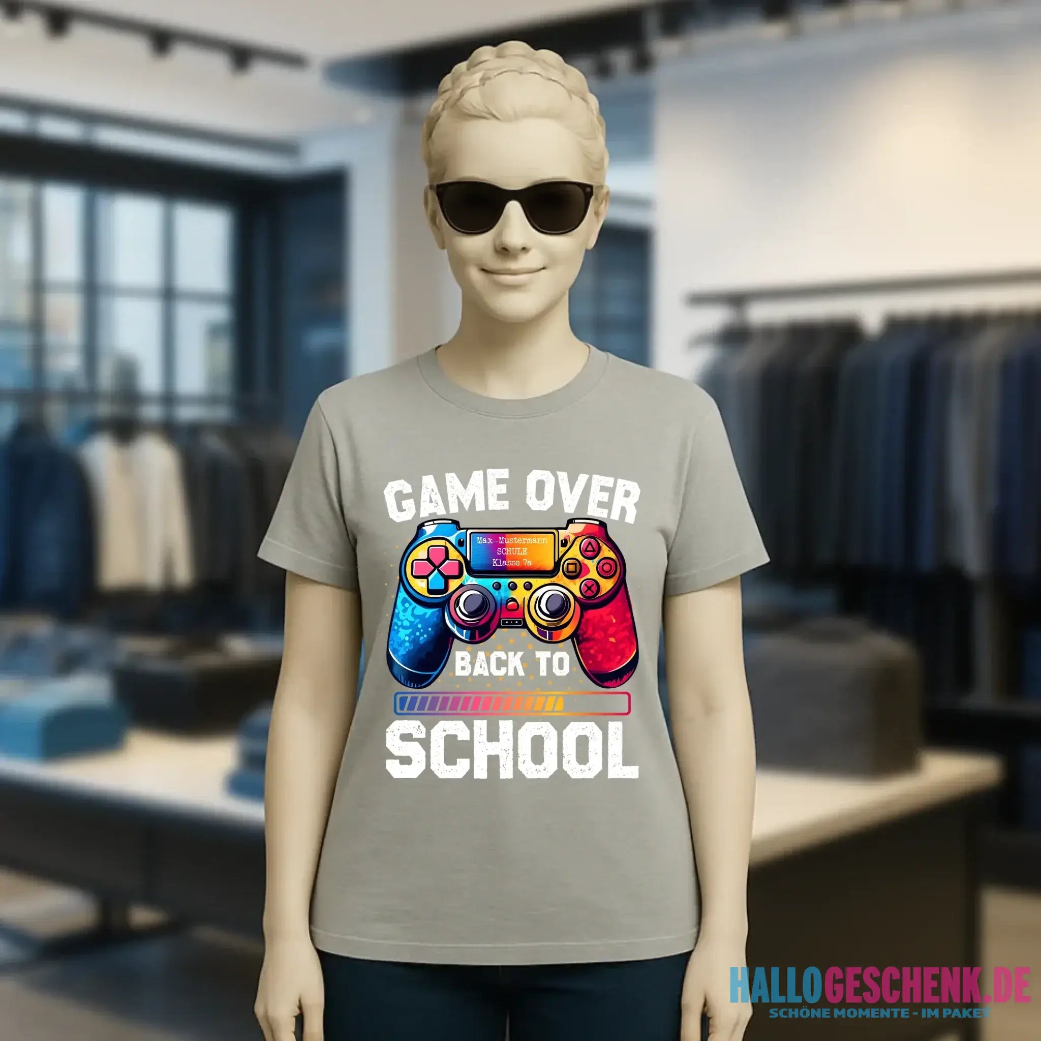 GAME OVER • BACK TO SCHOOL • Schule • Schulanfang • Ladies Premium T-Shirt XS-2XL aus Bio-Baumwolle für Damen • Exklusivdesign • personalisiert