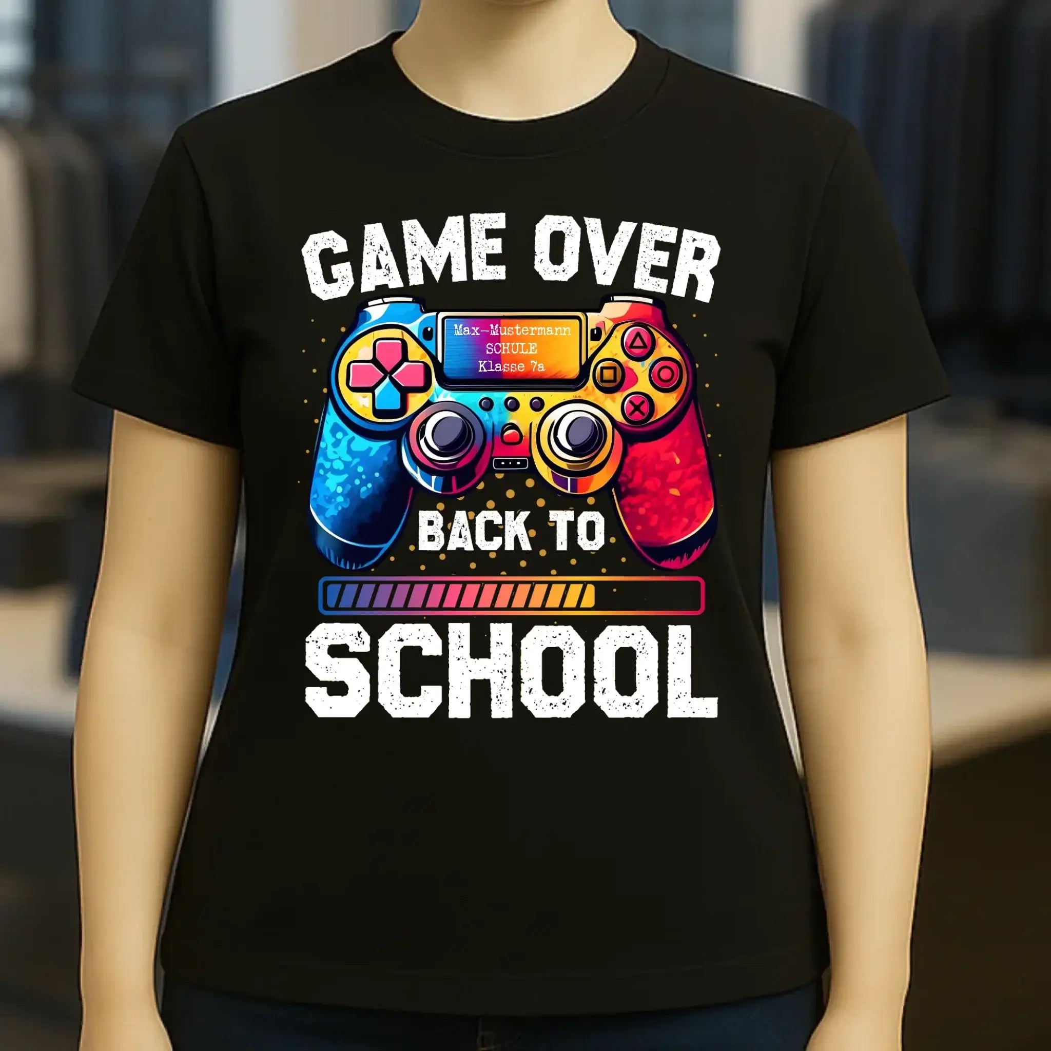 GAME OVER • BACK TO SCHOOL • Schule • Schulanfang • Ladies Premium T-Shirt XS-2XL aus Bio-Baumwolle für Damen • Exklusivdesign • personalisiert