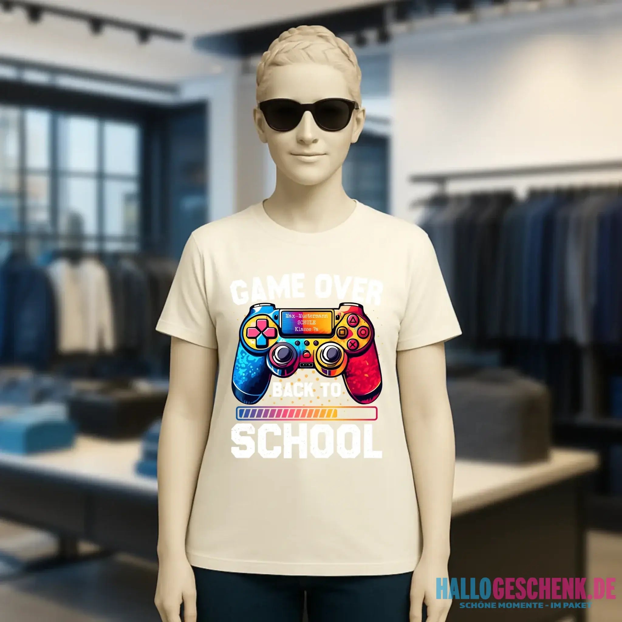 GAME OVER • BACK TO SCHOOL • Schule • Schulanfang • Ladies Premium T-Shirt XS-2XL aus Bio-Baumwolle für Damen • Exklusivdesign • personalisiert