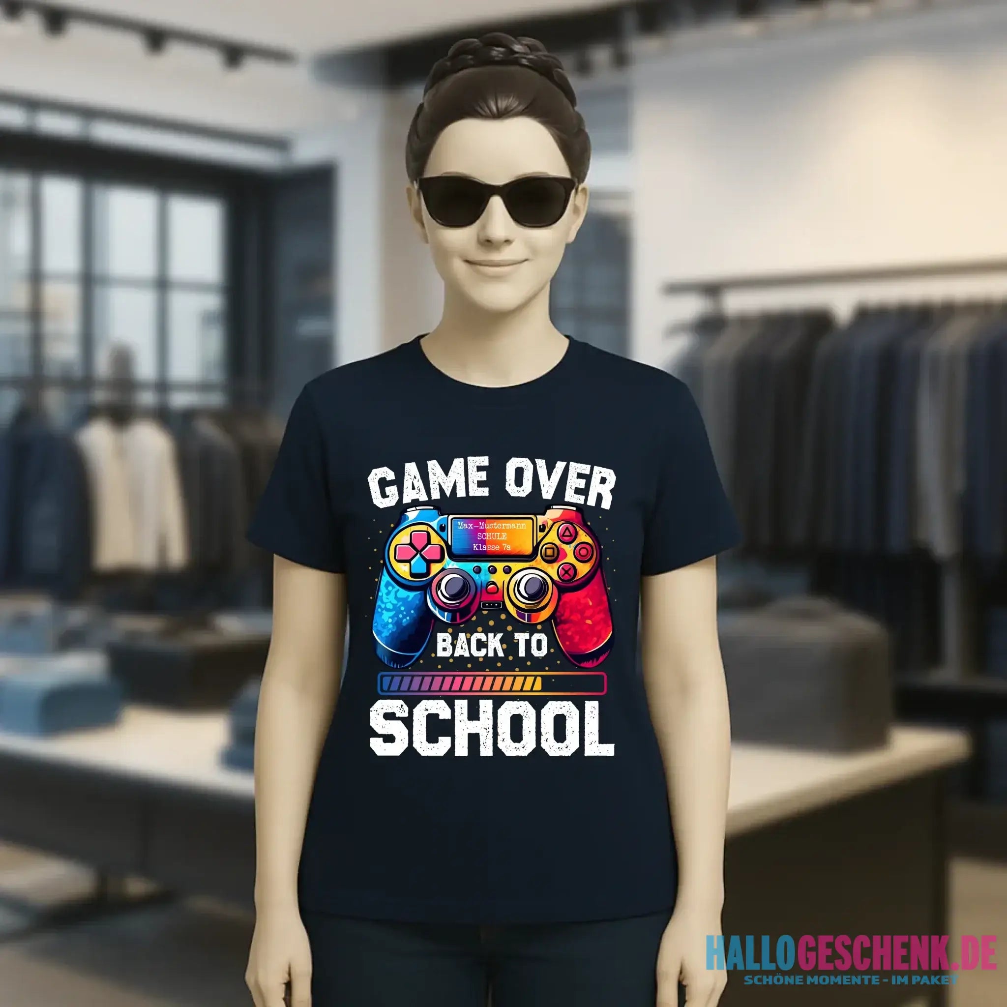 GAME OVER • BACK TO SCHOOL • Schule • Schulanfang • Ladies Premium T-Shirt XS-2XL aus Bio-Baumwolle für Damen • Exklusivdesign • personalisiert
