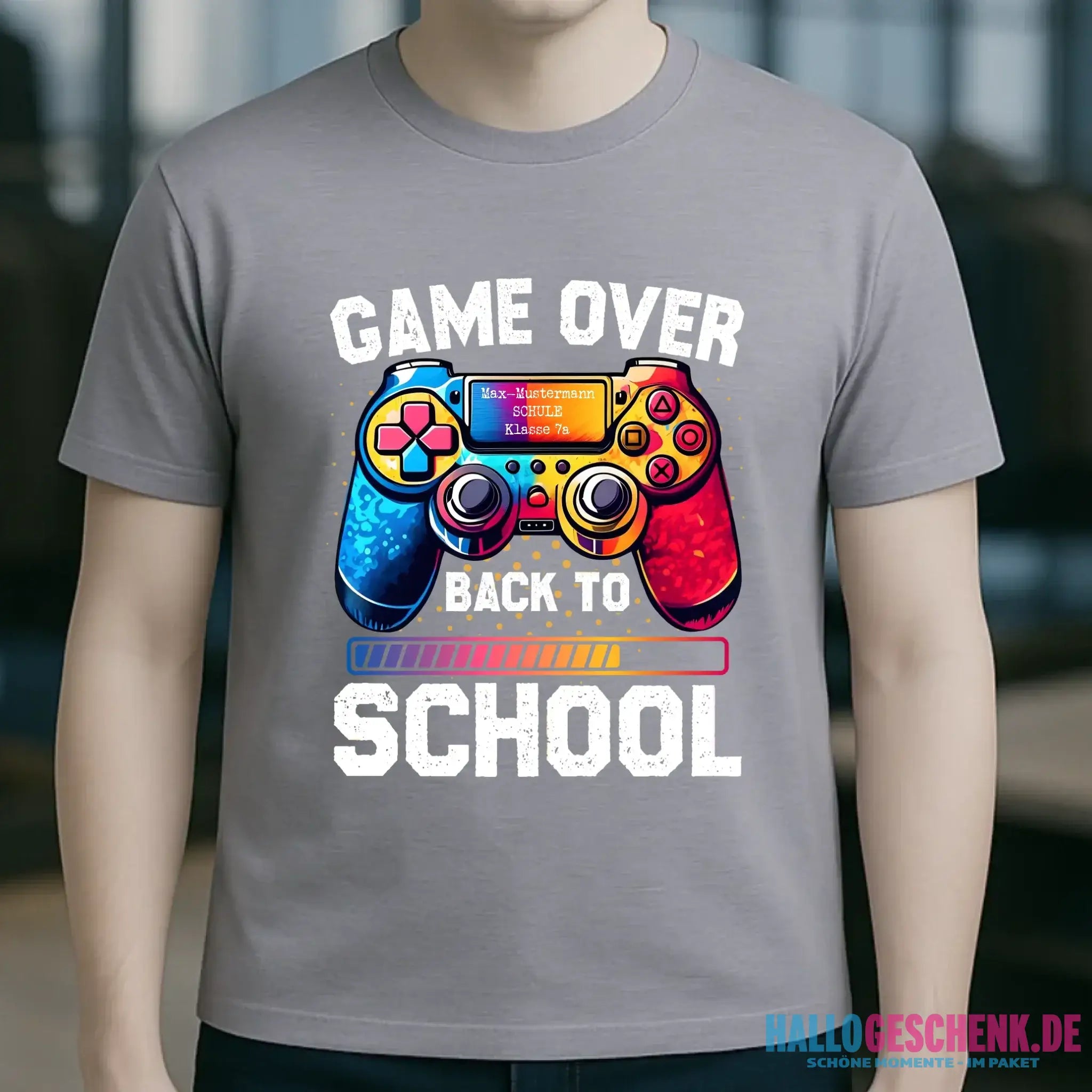 GAME OVER • BACK TO SCHOOL • Schule • Schulanfang • Unisex Premium T-Shirt XS-5XL aus Bio-Baumwolle für Damen & Herren • Exklusivdesign • personalisiert