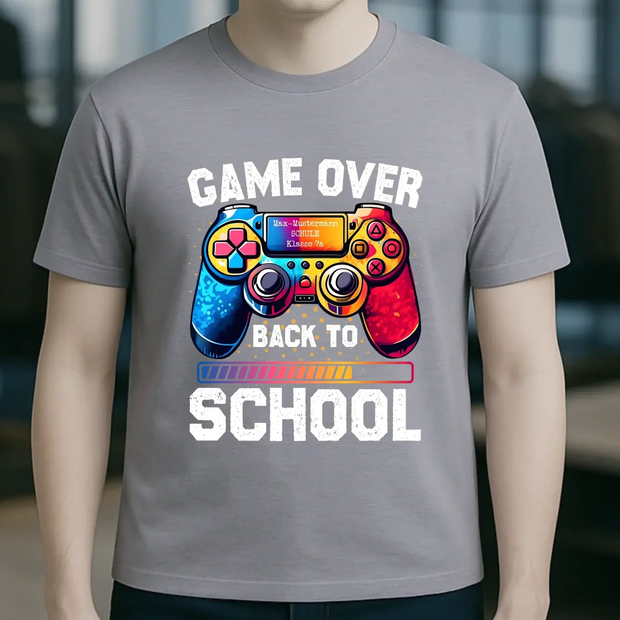 GAME OVER • BACK TO SCHOOL • Schule • Schulanfang • Unisex Premium T-Shirt XS-5XL aus Bio-Baumwolle für Damen & Herren • Exklusivdesign • personalisiert
