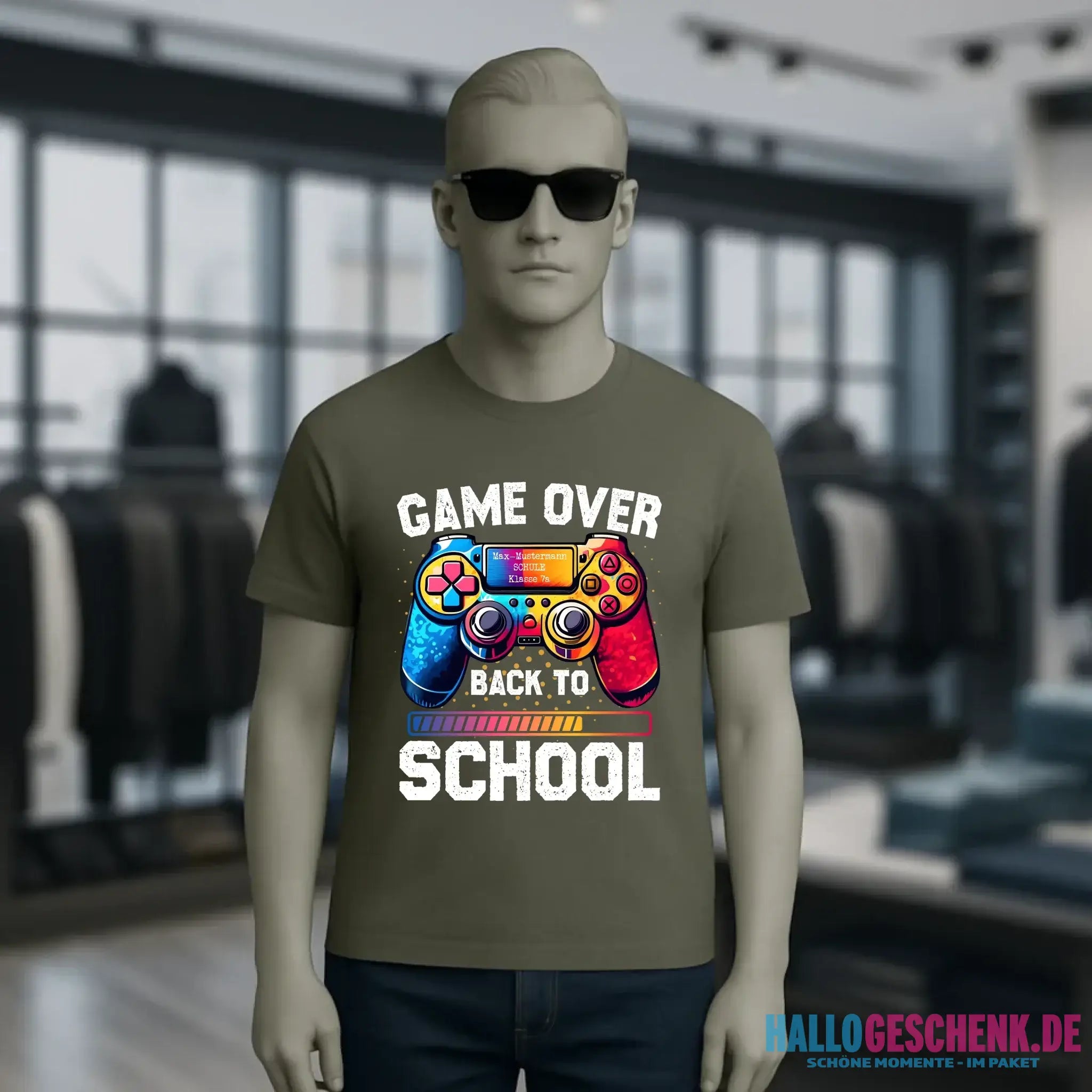 GAME OVER • BACK TO SCHOOL • Schule • Schulanfang • Unisex Premium T-Shirt XS-5XL aus Bio-Baumwolle für Damen & Herren • Exklusivdesign • personalisiert