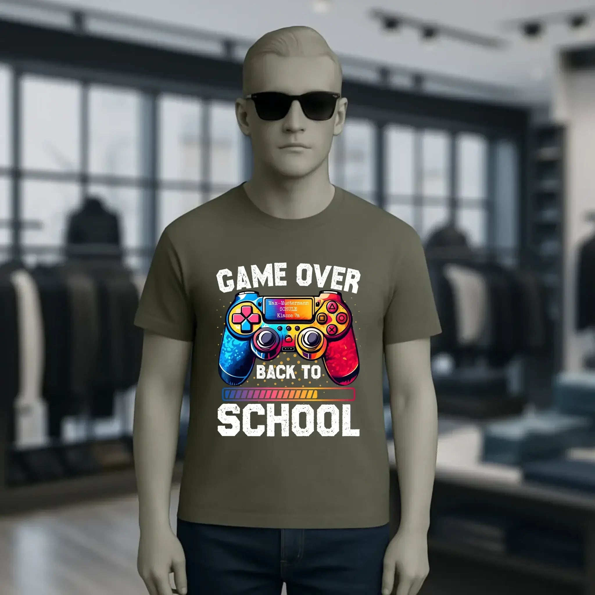 GAME OVER • BACK TO SCHOOL • Schule • Schulanfang • Unisex Premium T-Shirt XS-5XL aus Bio-Baumwolle für Damen & Herren • Exklusivdesign • personalisiert