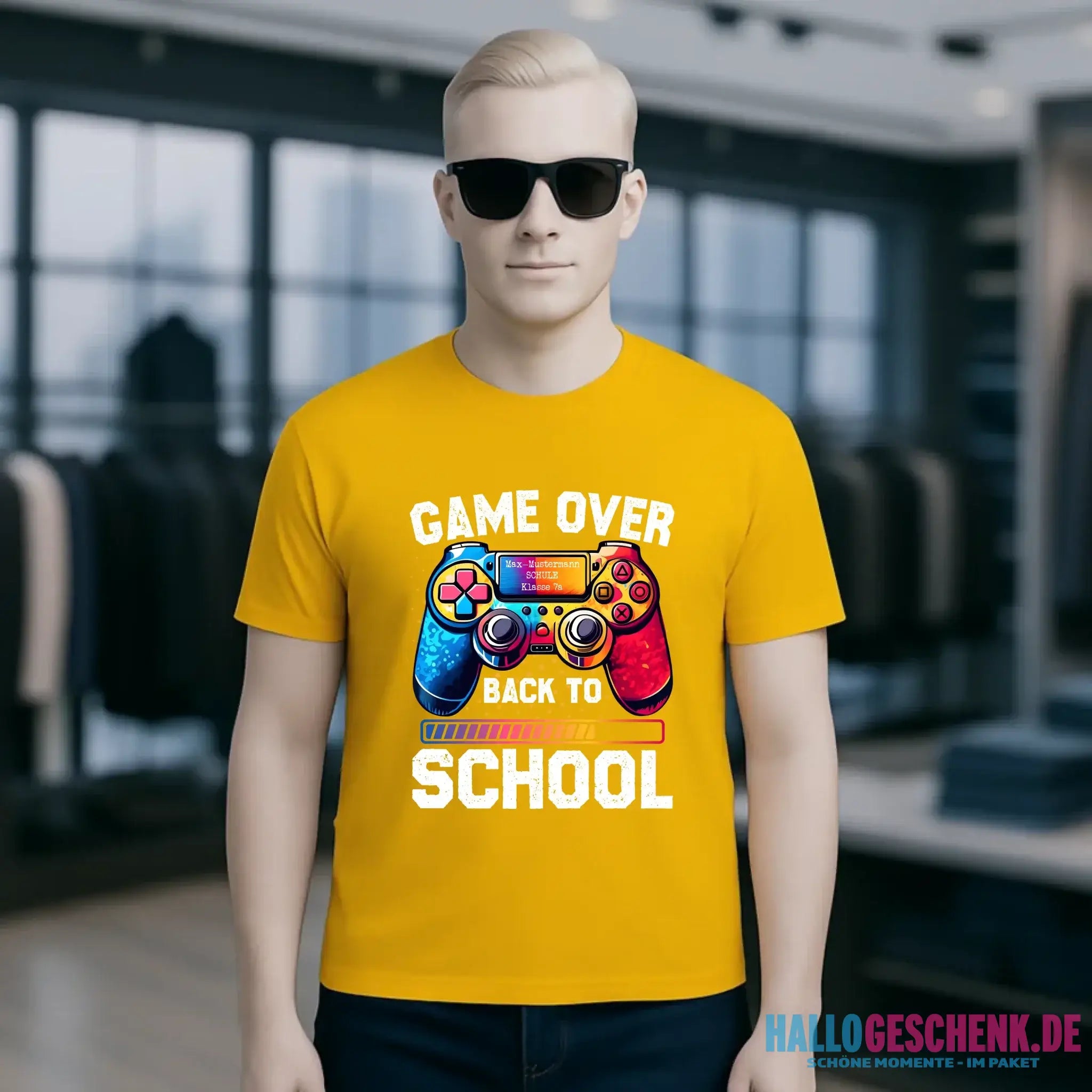 GAME OVER • BACK TO SCHOOL • Schule • Schulanfang • Unisex Premium T-Shirt XS-5XL aus Bio-Baumwolle für Damen & Herren • Exklusivdesign • personalisiert