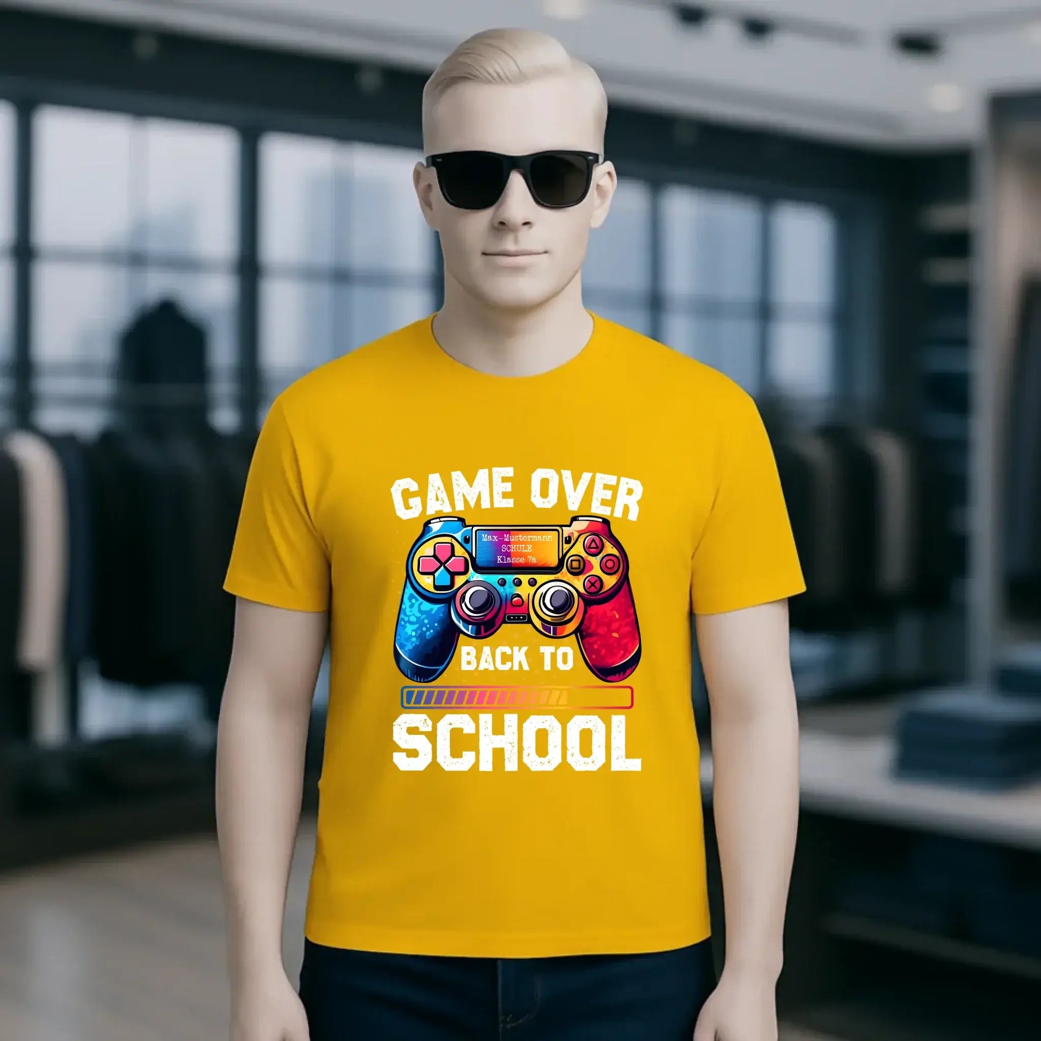 GAME OVER • BACK TO SCHOOL • Schule • Schulanfang • Unisex Premium T-Shirt XS-5XL aus Bio-Baumwolle für Damen & Herren • Exklusivdesign • personalisiert