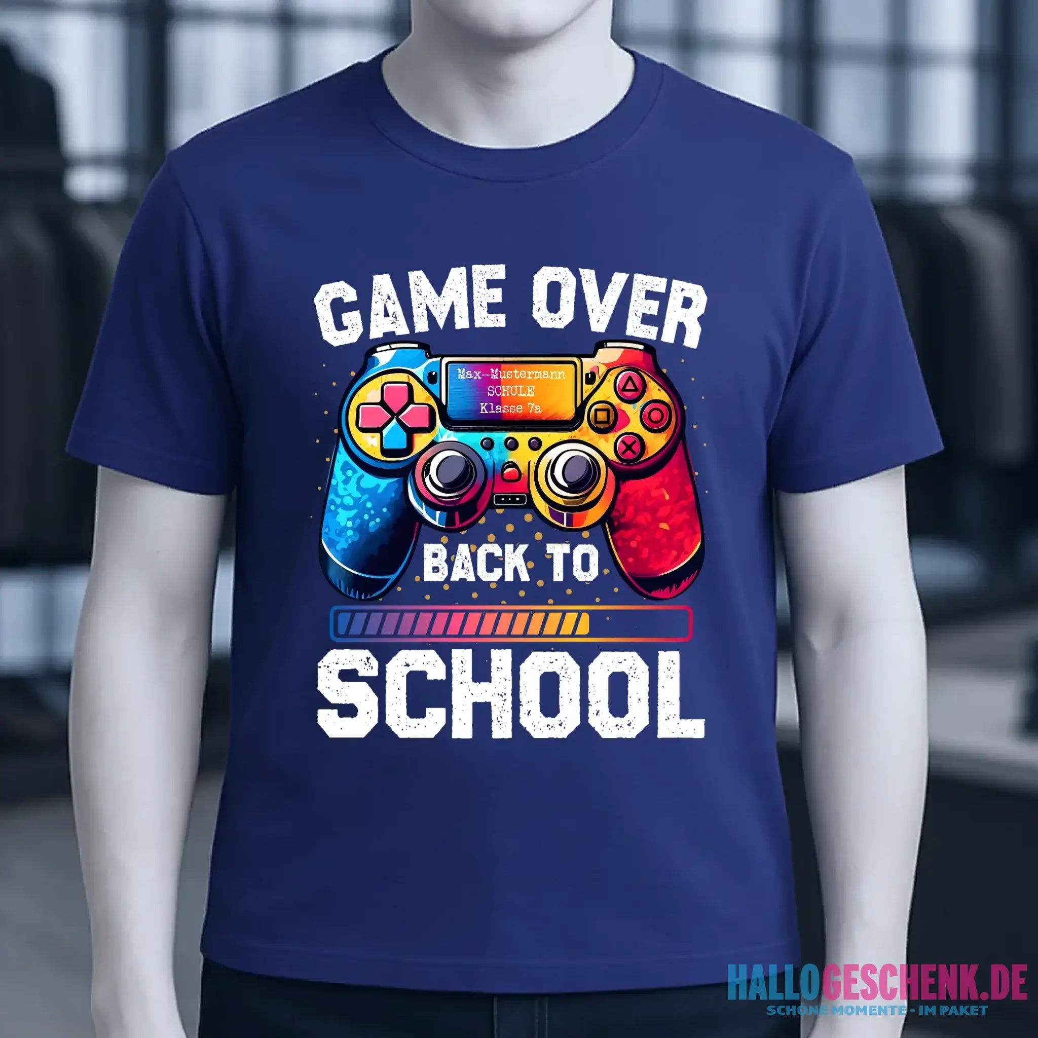 GAME OVER • BACK TO SCHOOL • Schule • Schulanfang • Unisex Premium T-Shirt XS-5XL aus Bio-Baumwolle für Damen & Herren • Exklusivdesign • personalisiert