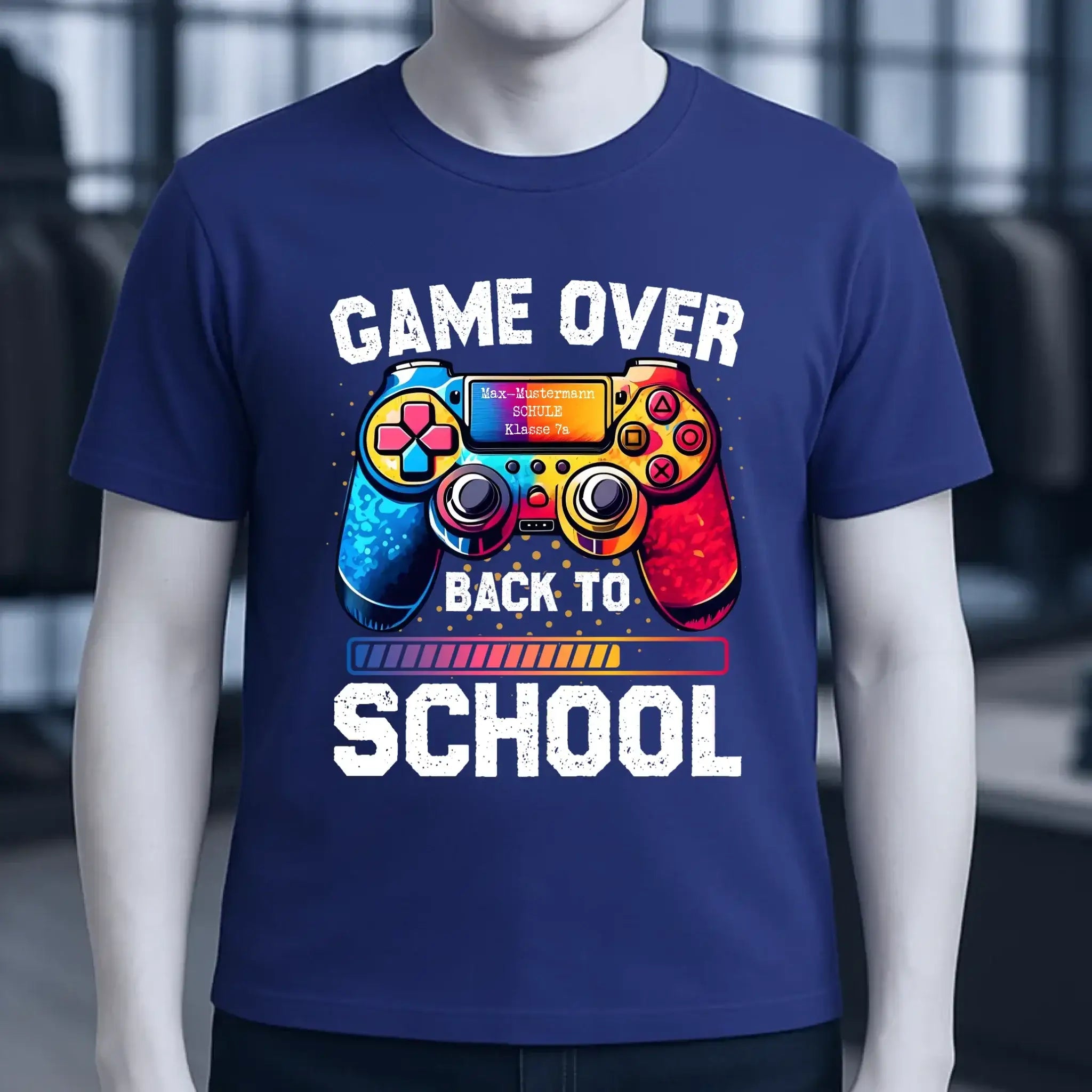 GAME OVER • BACK TO SCHOOL • Schule • Schulanfang • Unisex Premium T-Shirt XS-5XL aus Bio-Baumwolle für Damen & Herren • Exklusivdesign • personalisiert