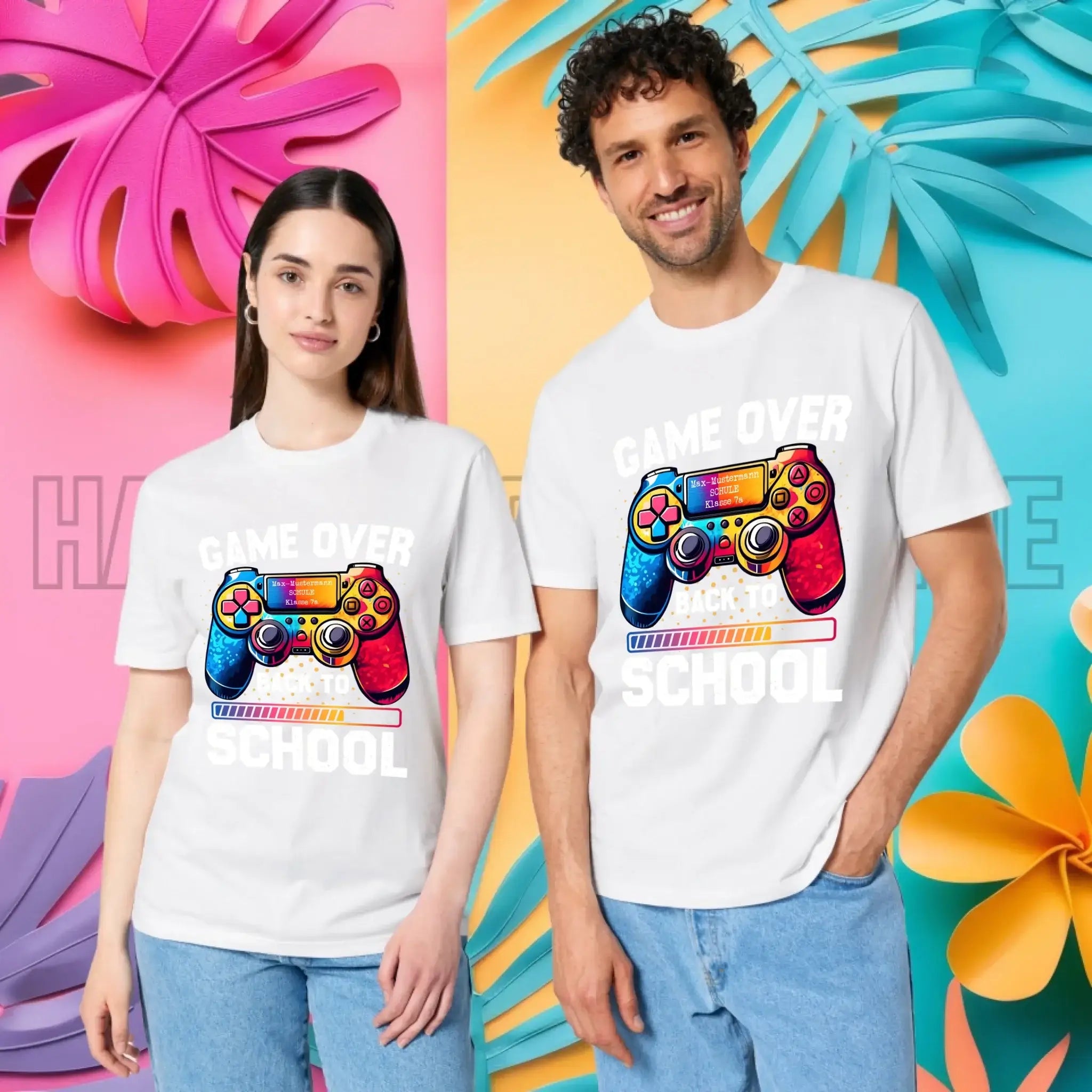 GAME OVER • BACK TO SCHOOL • Schule • Schulanfang • Unisex Premium T-Shirt XS-5XL aus Bio-Baumwolle für Damen & Herren • Exklusivdesign • personalisiert