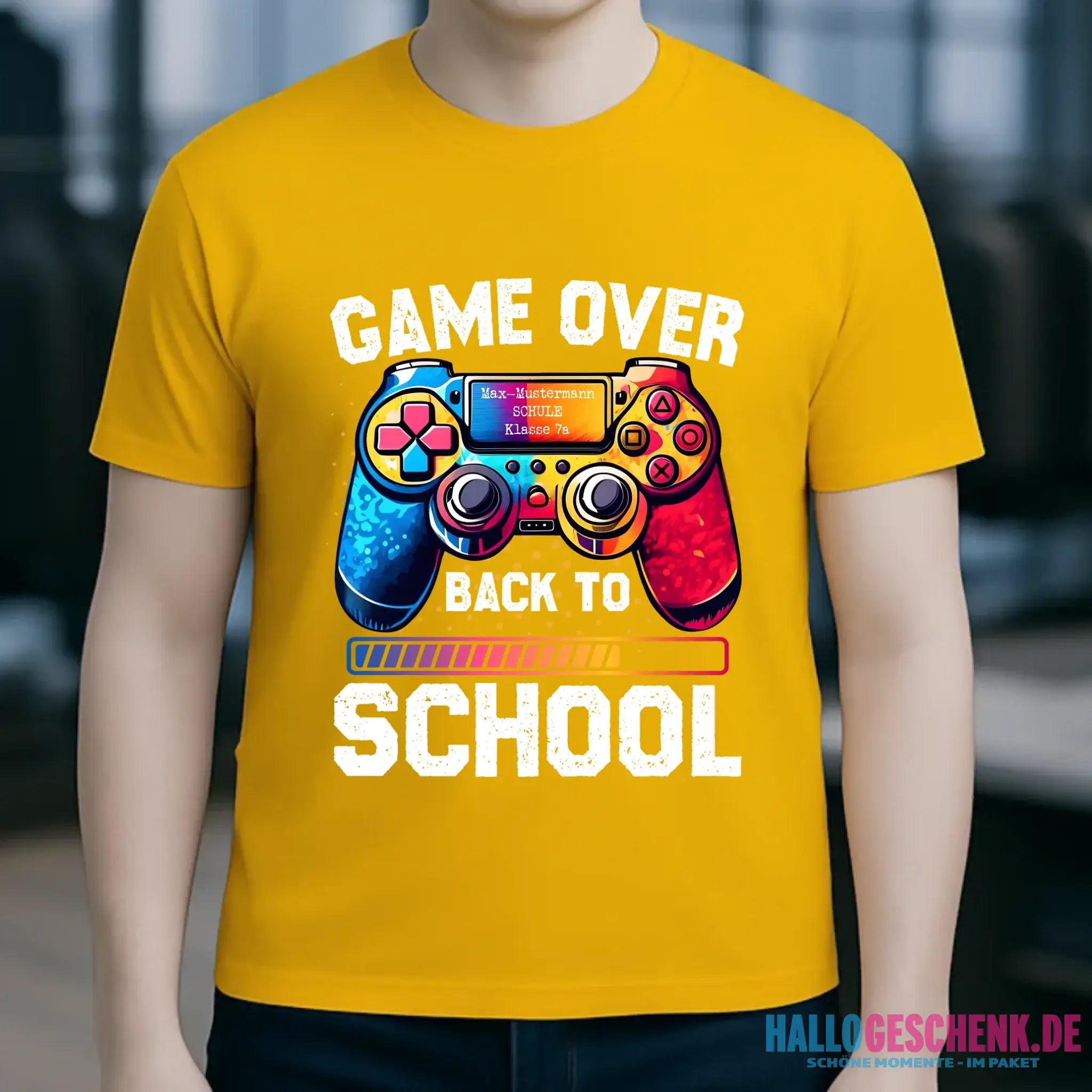 GAME OVER • BACK TO SCHOOL • Schule • Schulanfang • Unisex Premium T-Shirt XS-5XL aus Bio-Baumwolle für Damen & Herren • Exklusivdesign • personalisiert