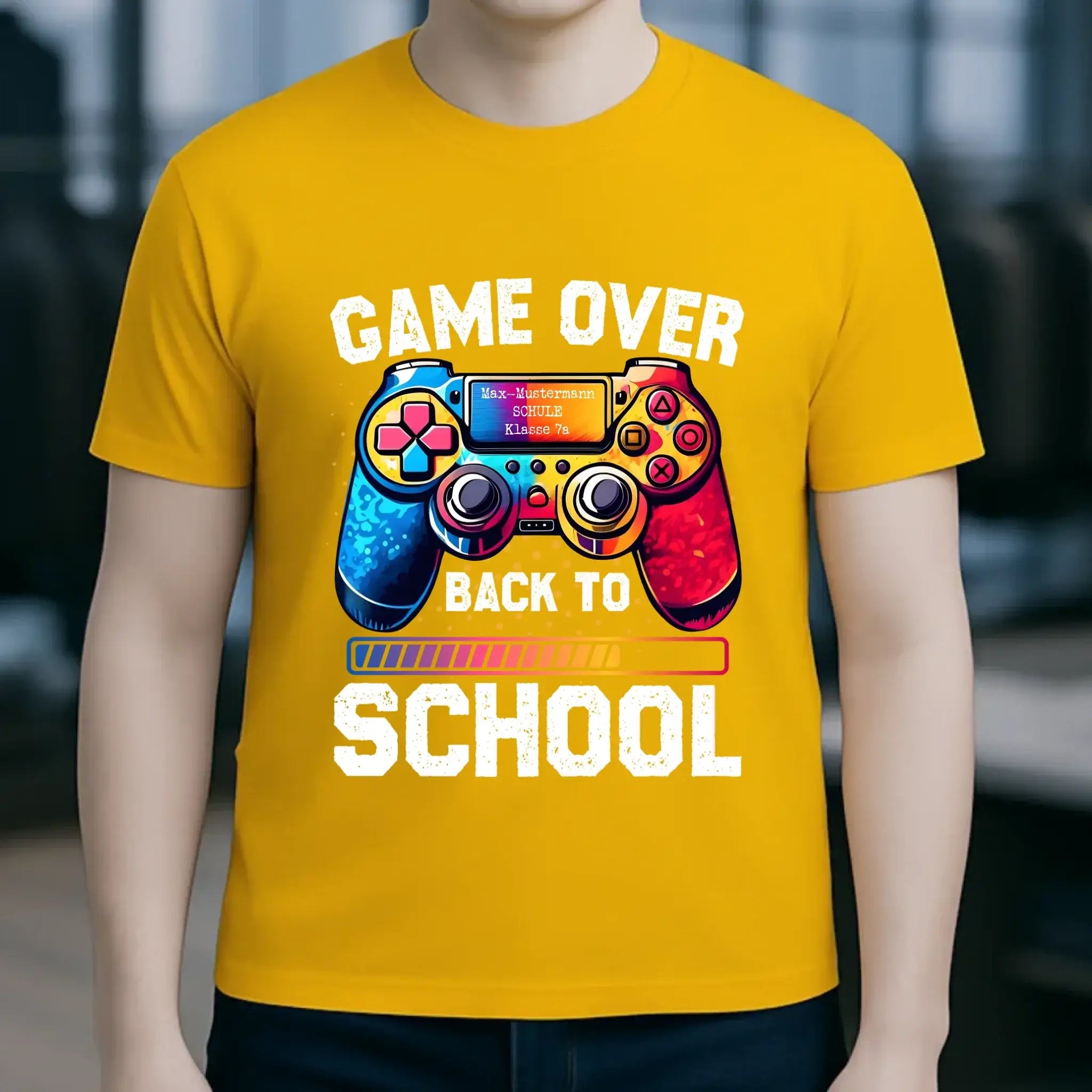 GAME OVER • BACK TO SCHOOL • Schule • Schulanfang • Unisex Premium T-Shirt XS-5XL aus Bio-Baumwolle für Damen & Herren • Exklusivdesign • personalisiert