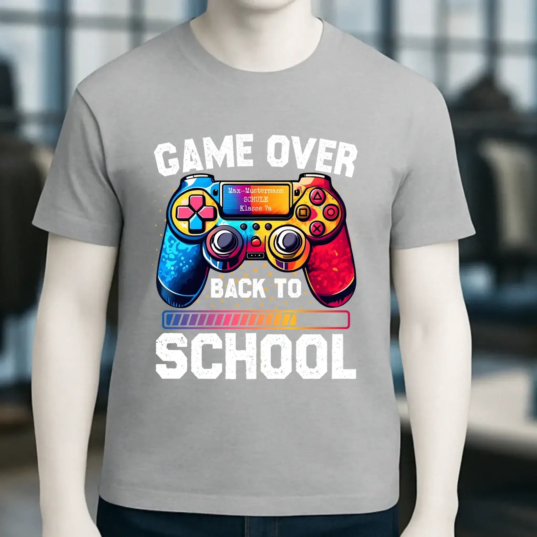 GAME OVER • BACK TO SCHOOL • Schule • Schulanfang • Unisex Premium T-Shirt XS-5XL aus Bio-Baumwolle für Damen & Herren • Exklusivdesign • personalisiert