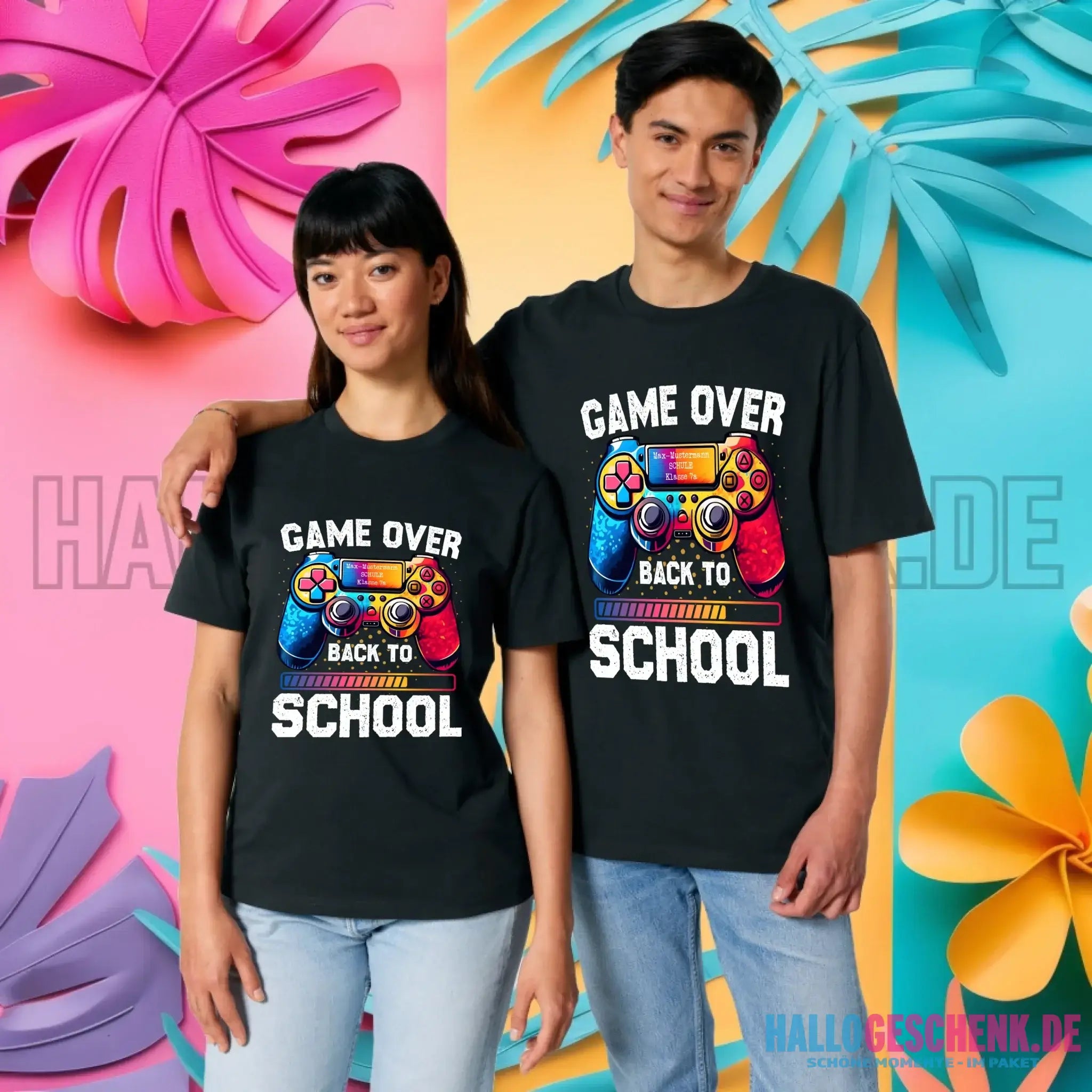 GAME OVER • BACK TO SCHOOL • Schule • Schulanfang • Unisex Premium T-Shirt XS-5XL aus Bio-Baumwolle für Damen & Herren • Exklusivdesign • personalisiert