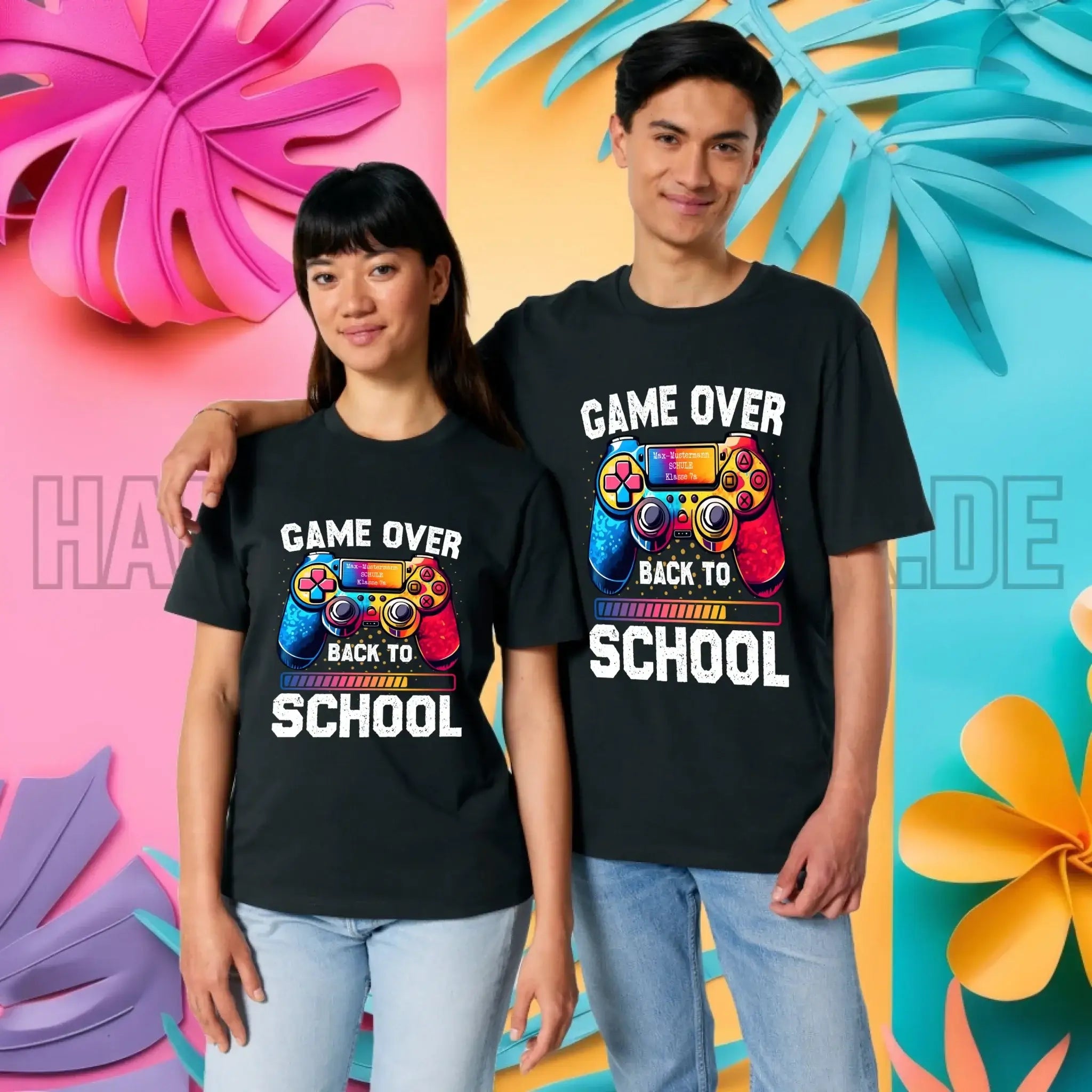 GAME OVER • BACK TO SCHOOL • Schule • Schulanfang • Unisex Premium T-Shirt XS-5XL aus Bio-Baumwolle für Damen & Herren • Exklusivdesign • personalisiert