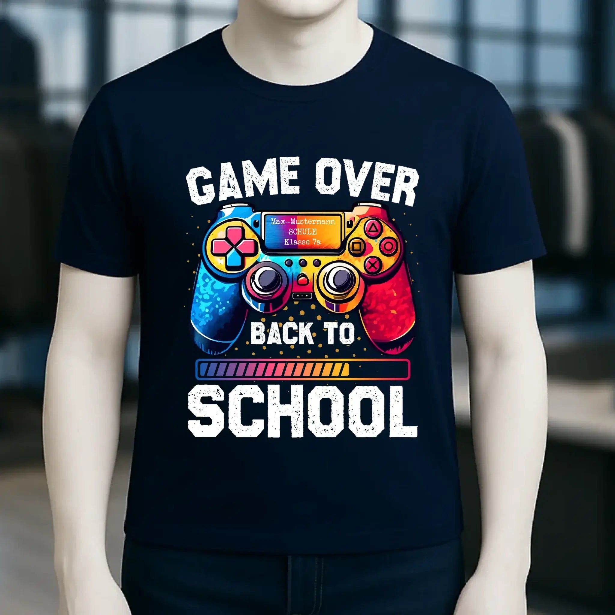 GAME OVER • BACK TO SCHOOL • Schule • Schulanfang • Unisex Premium T-Shirt XS-5XL aus Bio-Baumwolle für Damen & Herren • Exklusivdesign • personalisiert