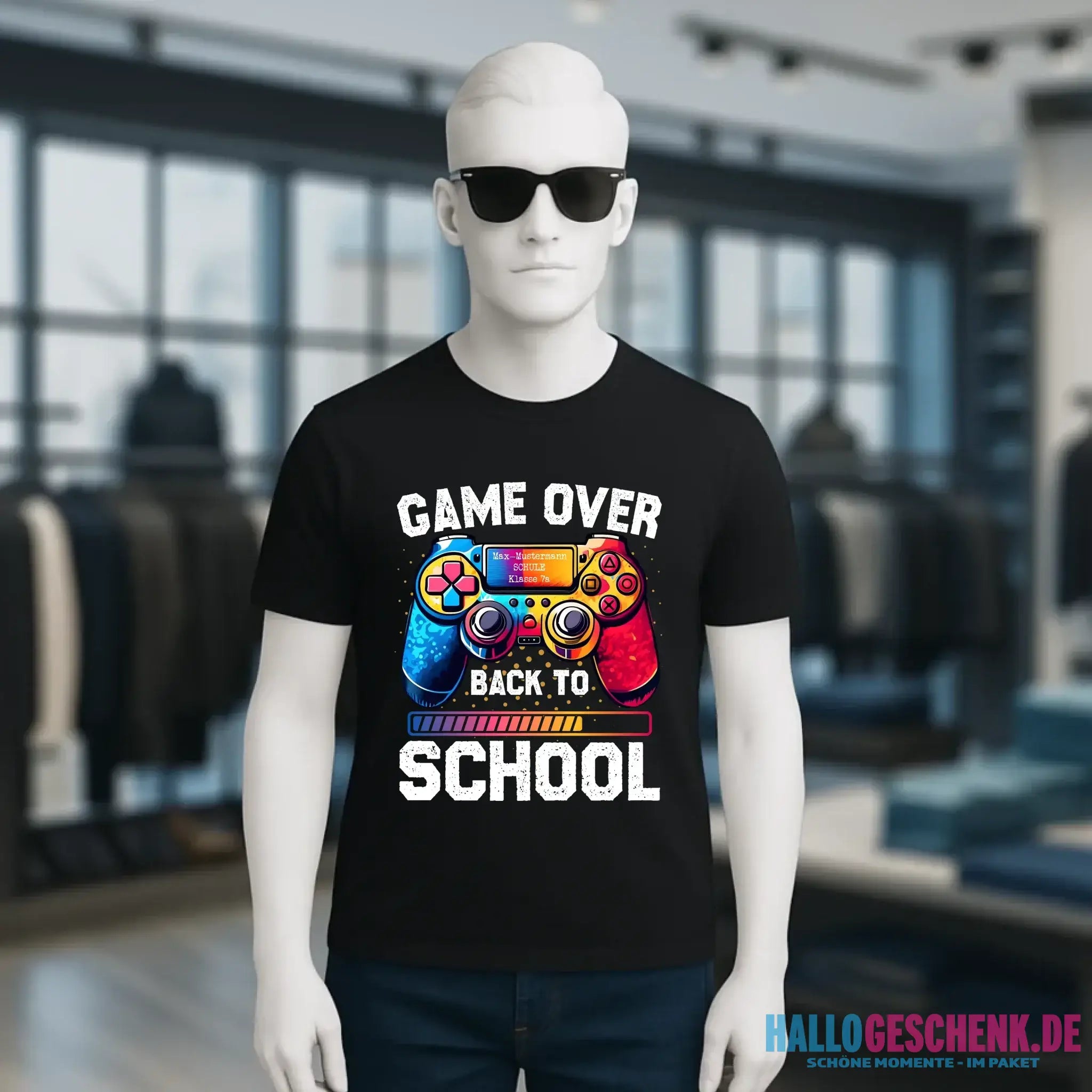 GAME OVER • BACK TO SCHOOL • Schule • Schulanfang • Unisex Premium T-Shirt XS-5XL aus Bio-Baumwolle für Damen & Herren • Exklusivdesign • personalisiert
