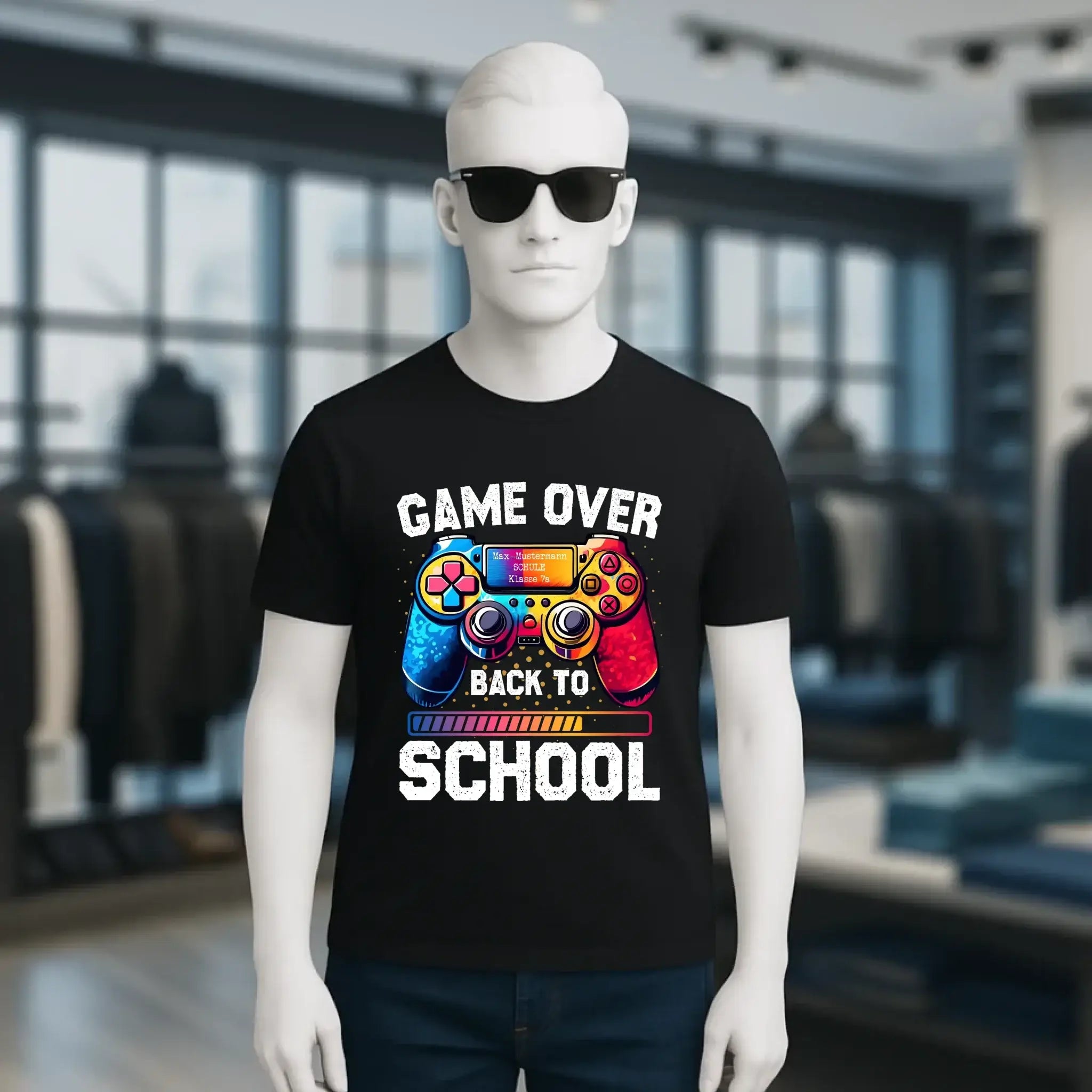GAME OVER • BACK TO SCHOOL • Schule • Schulanfang • Unisex Premium T-Shirt XS-5XL aus Bio-Baumwolle für Damen & Herren • Exklusivdesign • personalisiert