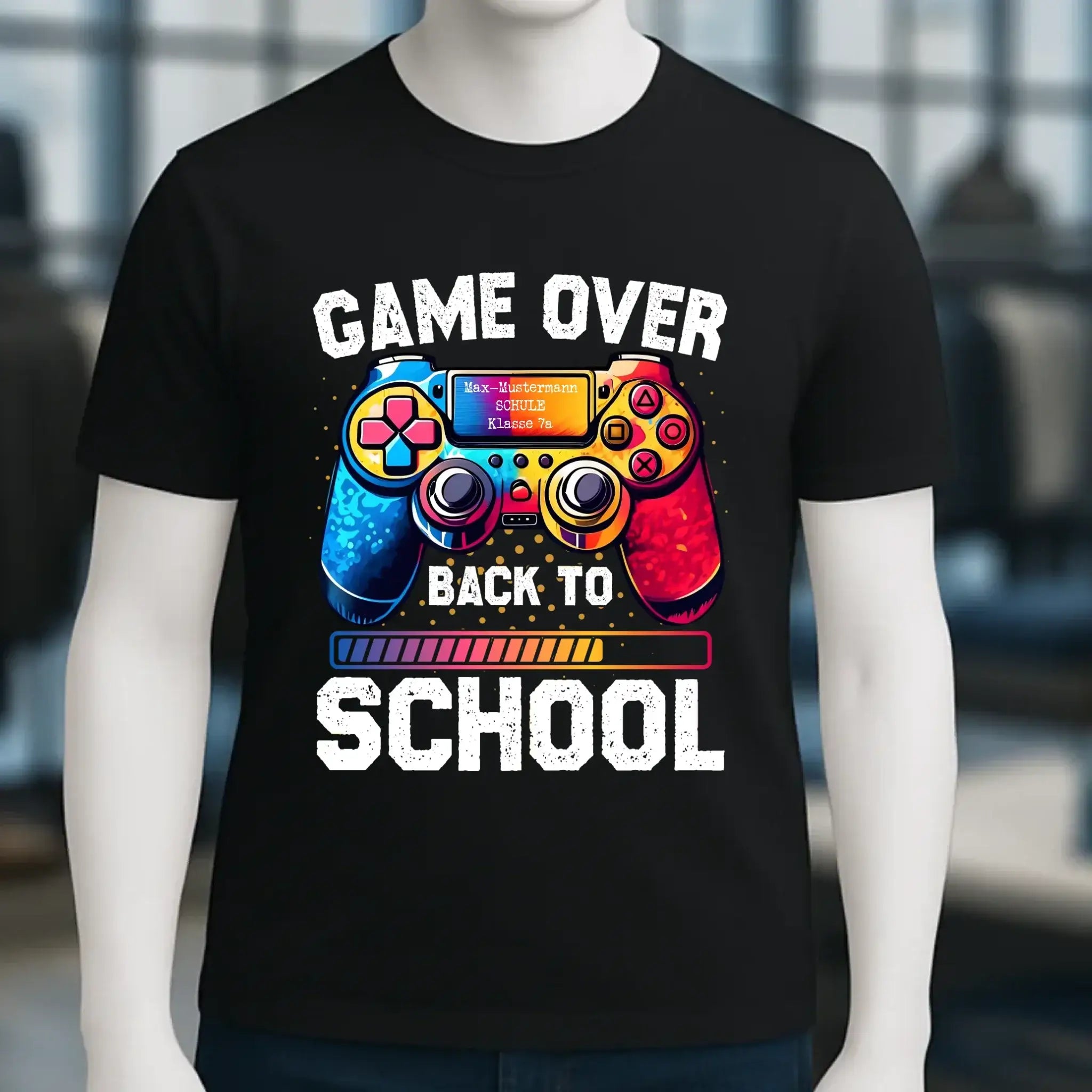GAME OVER • BACK TO SCHOOL • Schule • Schulanfang • Unisex Premium T-Shirt XS-5XL aus Bio-Baumwolle für Damen & Herren • Exklusivdesign • personalisiert