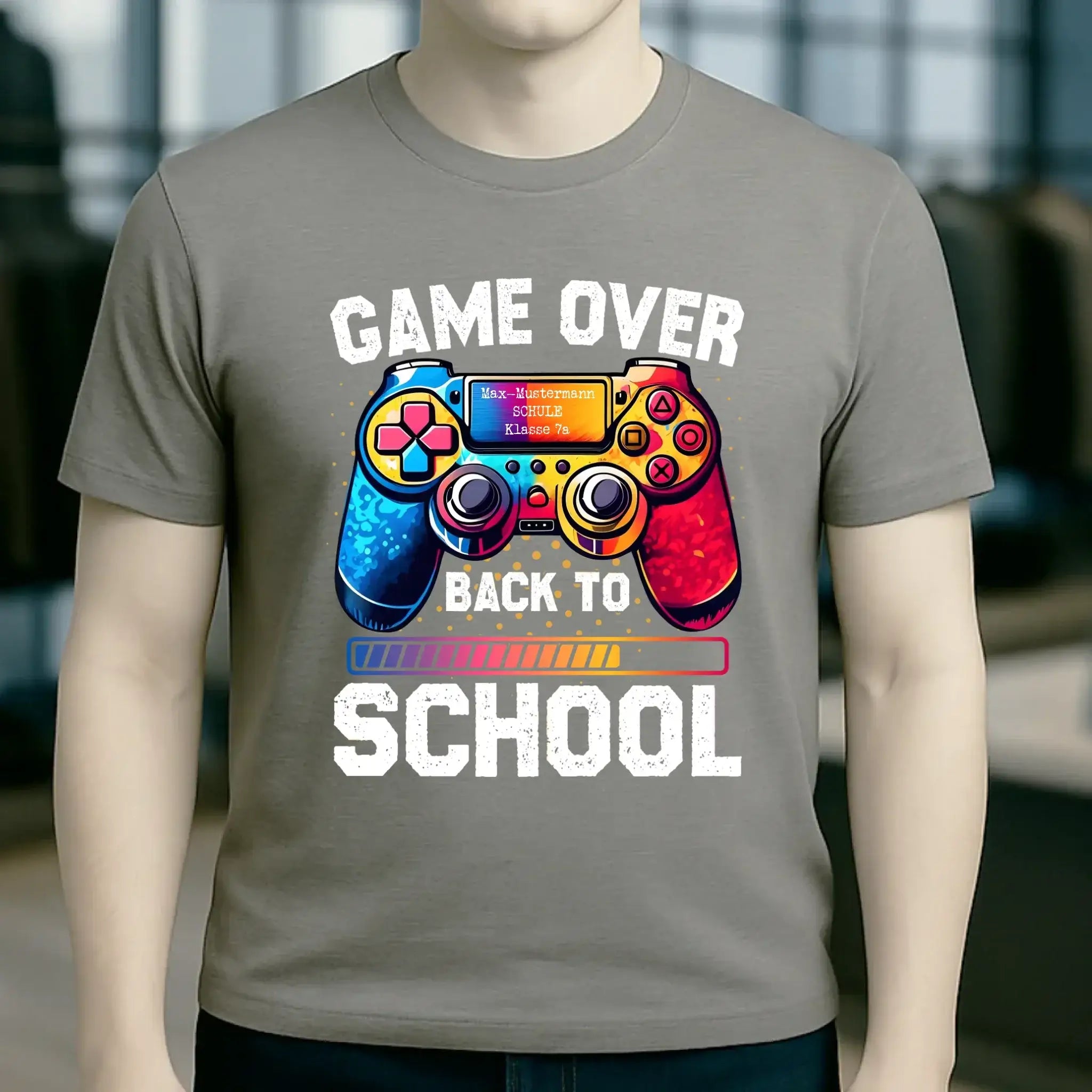 GAME OVER • BACK TO SCHOOL • Schule • Schulanfang • Unisex Premium T-Shirt XS-5XL aus Bio-Baumwolle für Damen & Herren • Exklusivdesign • personalisiert