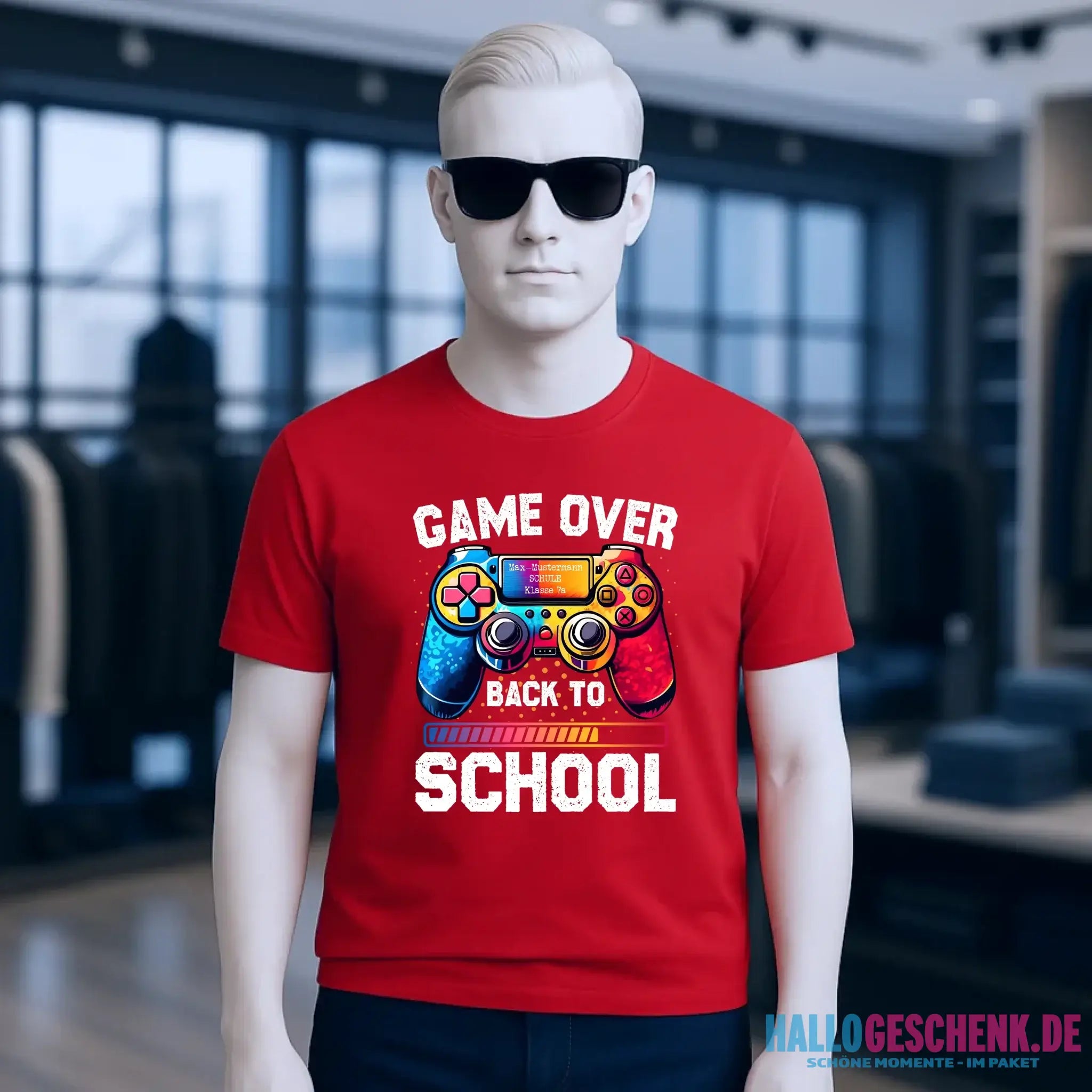 GAME OVER • BACK TO SCHOOL • Schule • Schulanfang • Unisex Premium T-Shirt XS-5XL aus Bio-Baumwolle für Damen & Herren • Exklusivdesign • personalisiert